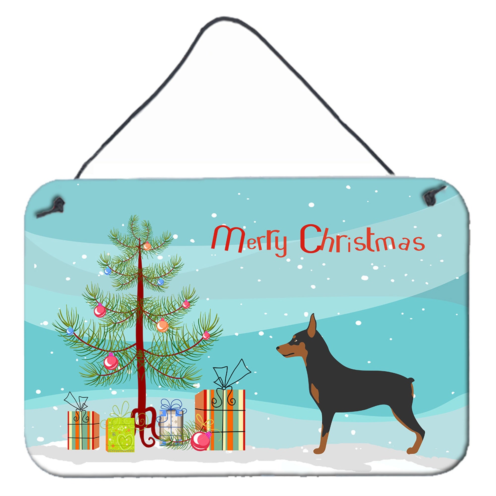 'Caroline'S Treasures Miniature Pinscher Metal Print, 8Hx12W, Christmas Tree''