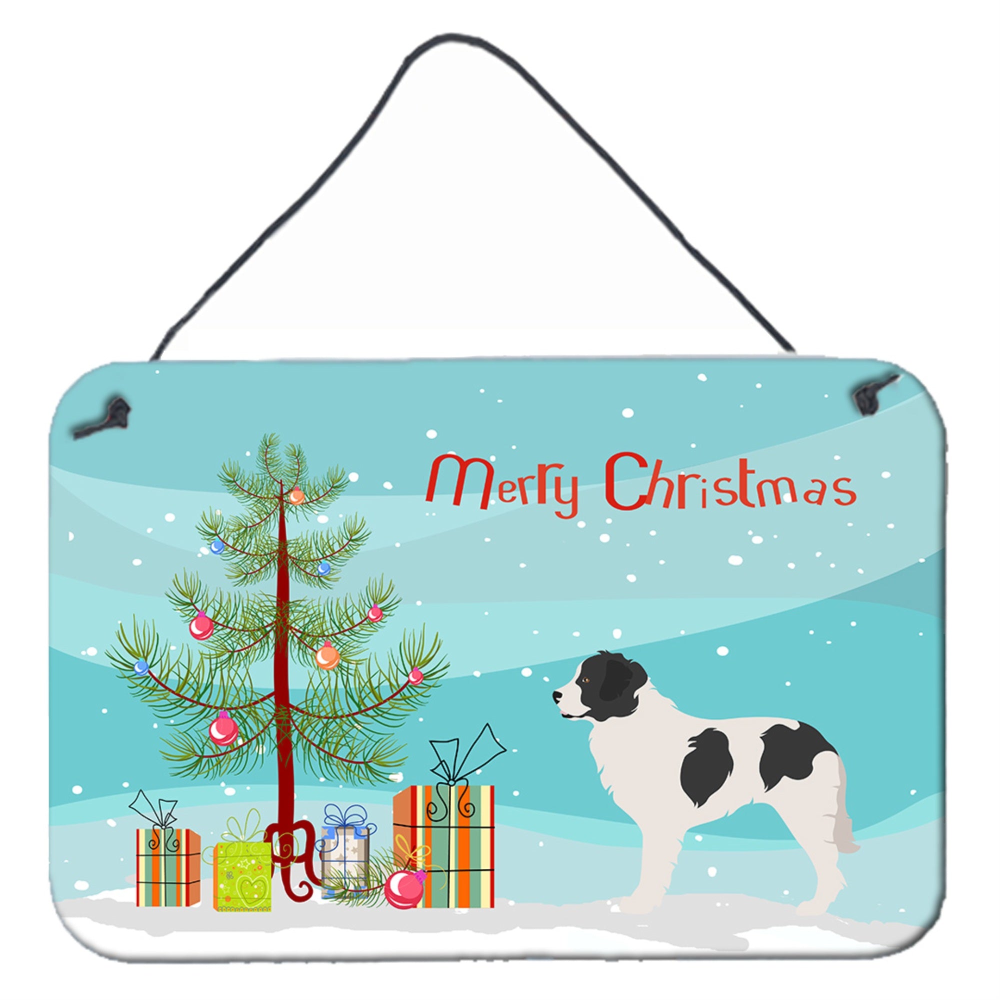 'Caroline'S Treasures Landseer Metal Print, 8'''' X 12'''', Christmas Tree''