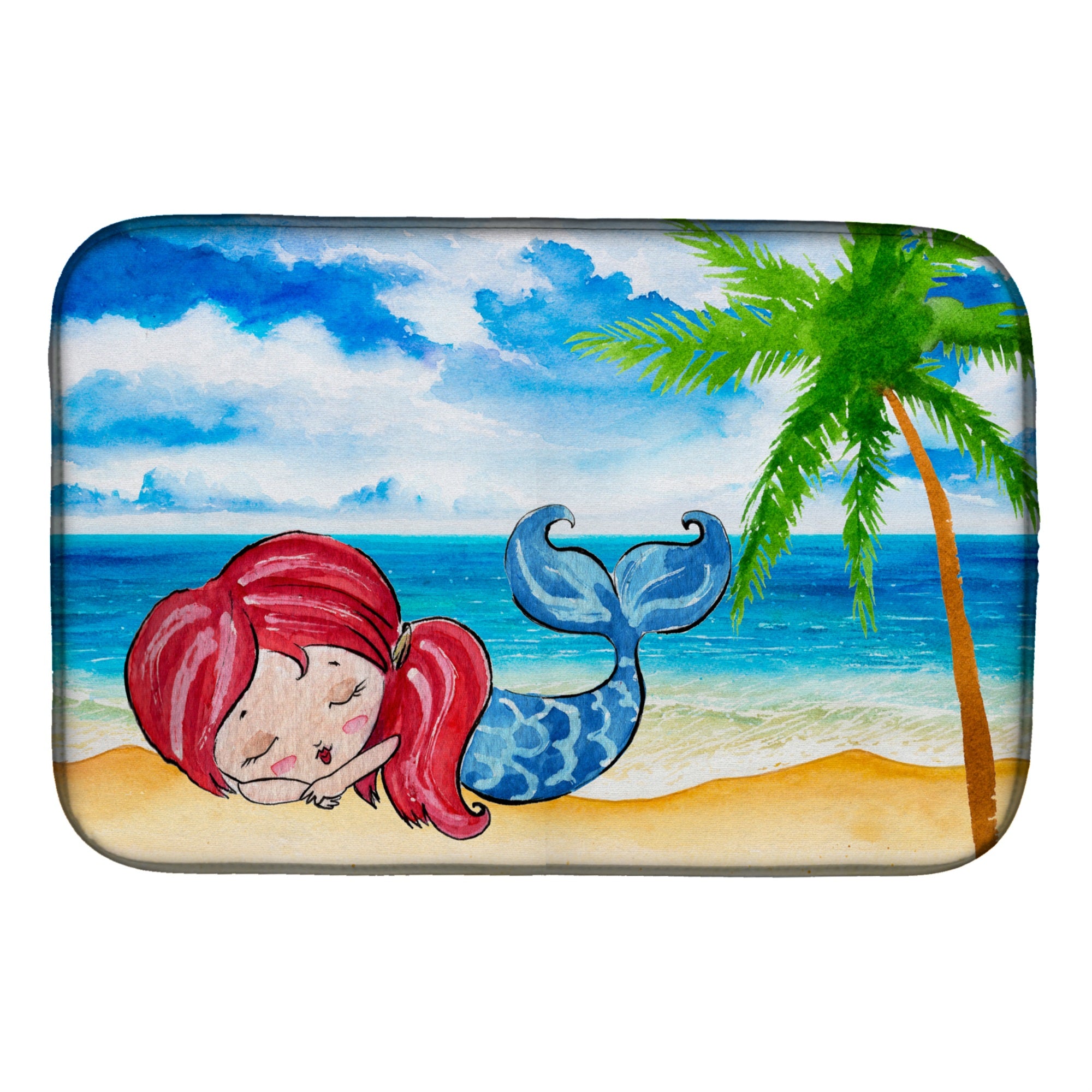 'Caroline'S Treasures Mermaid On The Beach Dish Drying Mat, 14'''' X 21'''', Multicolor''