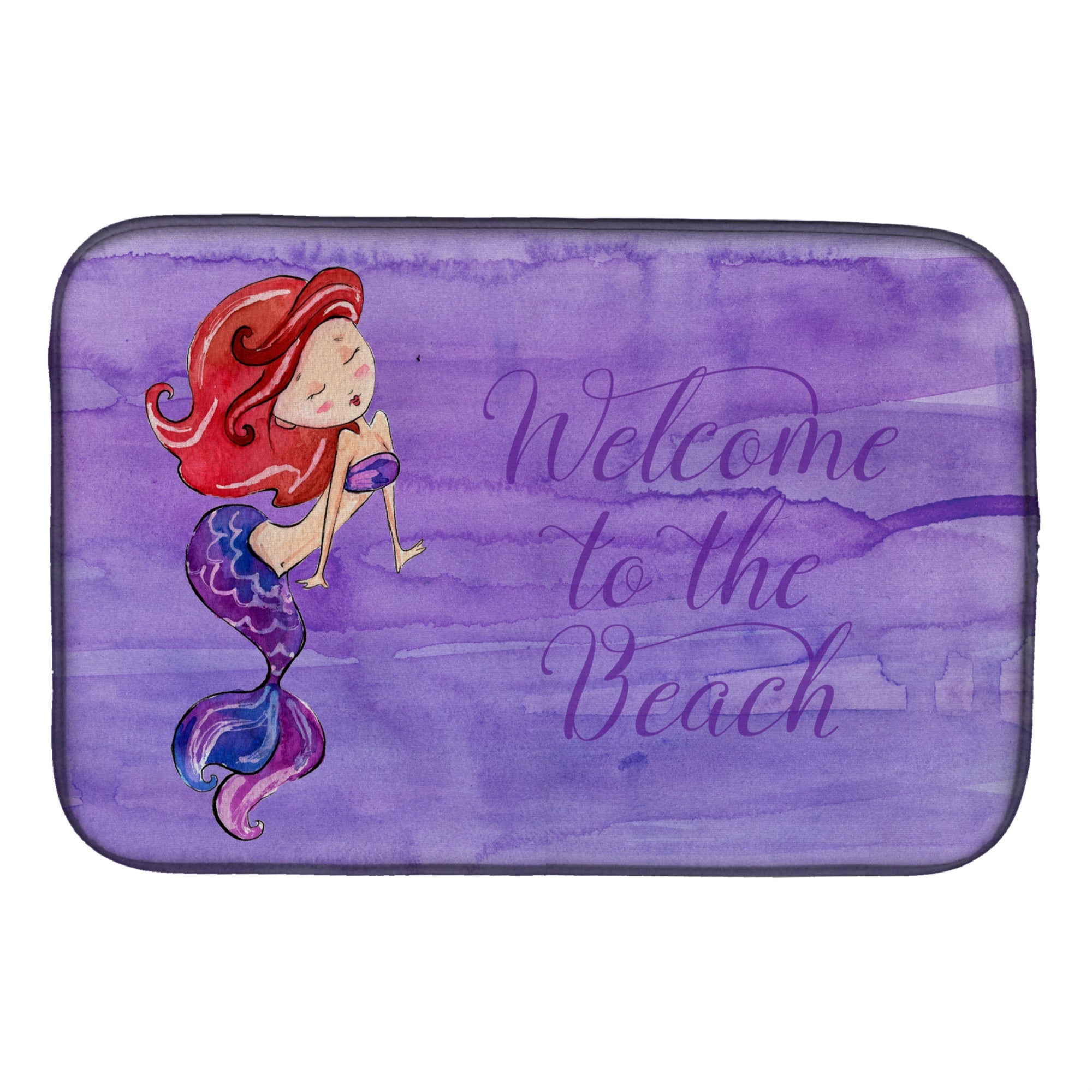 'Caroline'S Treasures Mermaid Welcome Purple Dish Drying Mat, 14'''' X 21'''', Multicolor''