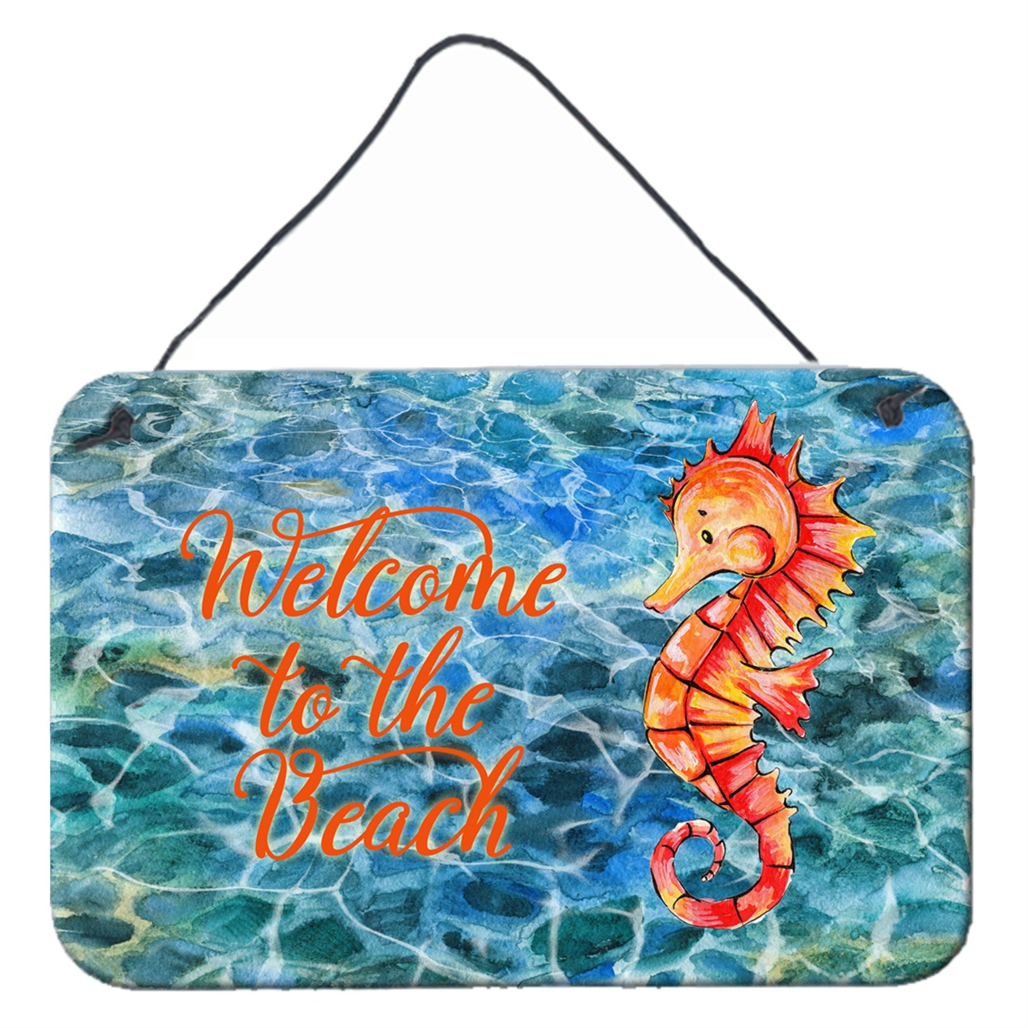 'Caroline'S Treasures Seahorse Welcome Metal Print, 8'''' X 12'''', Multicolor''