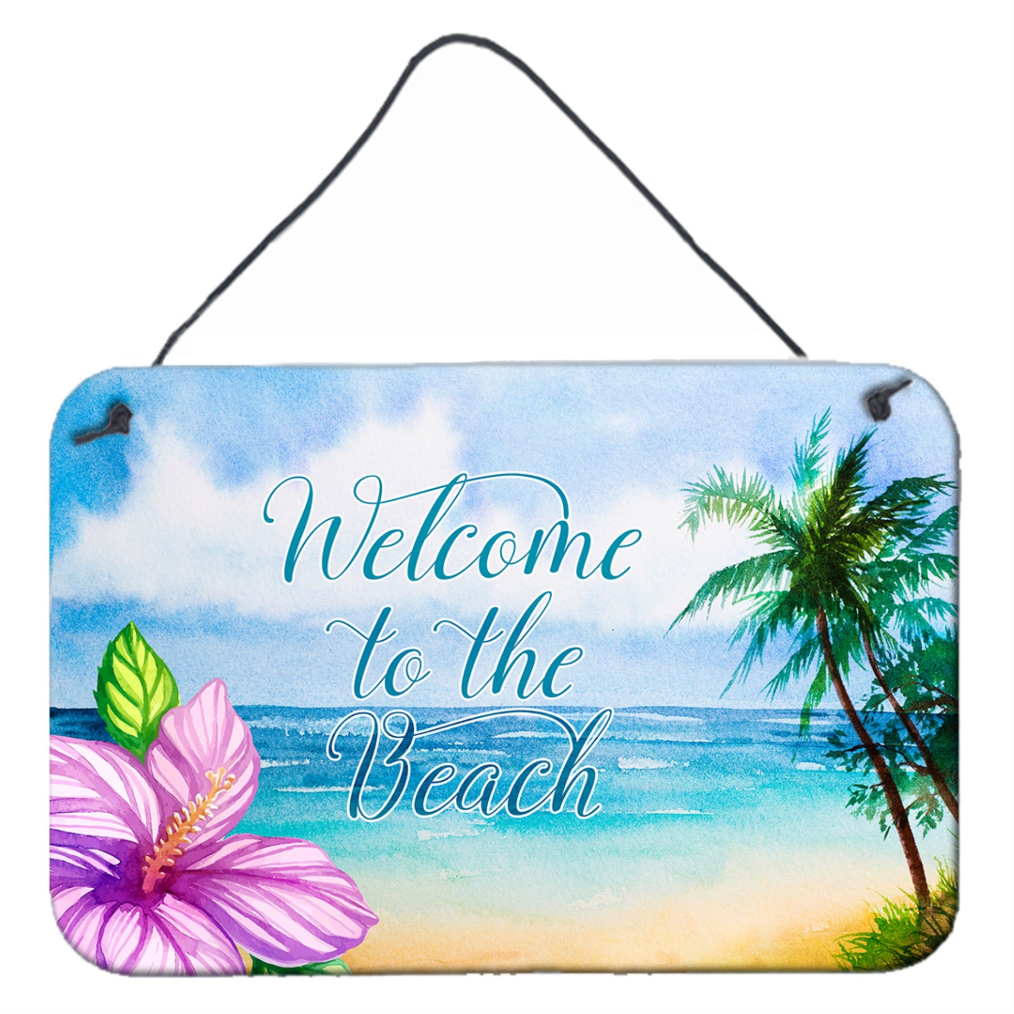'Caroline'S Treasures Beach Scene Welcome Metal Print, 8'''' X 12'''', Multicolor''