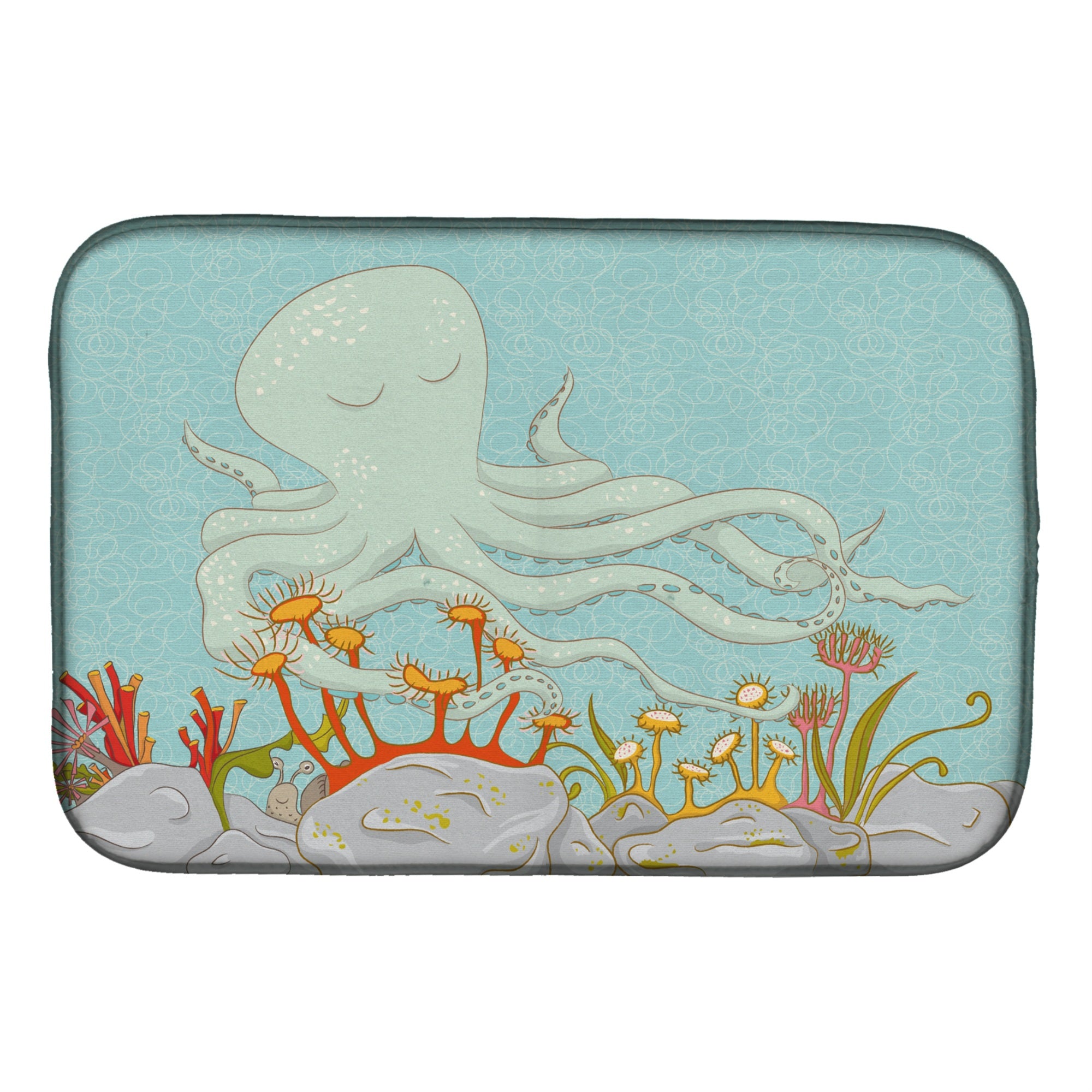 'Caroline'S Treasures Octopus Underwater Scene Dish Drying Mat, 14'''' X 21''''''