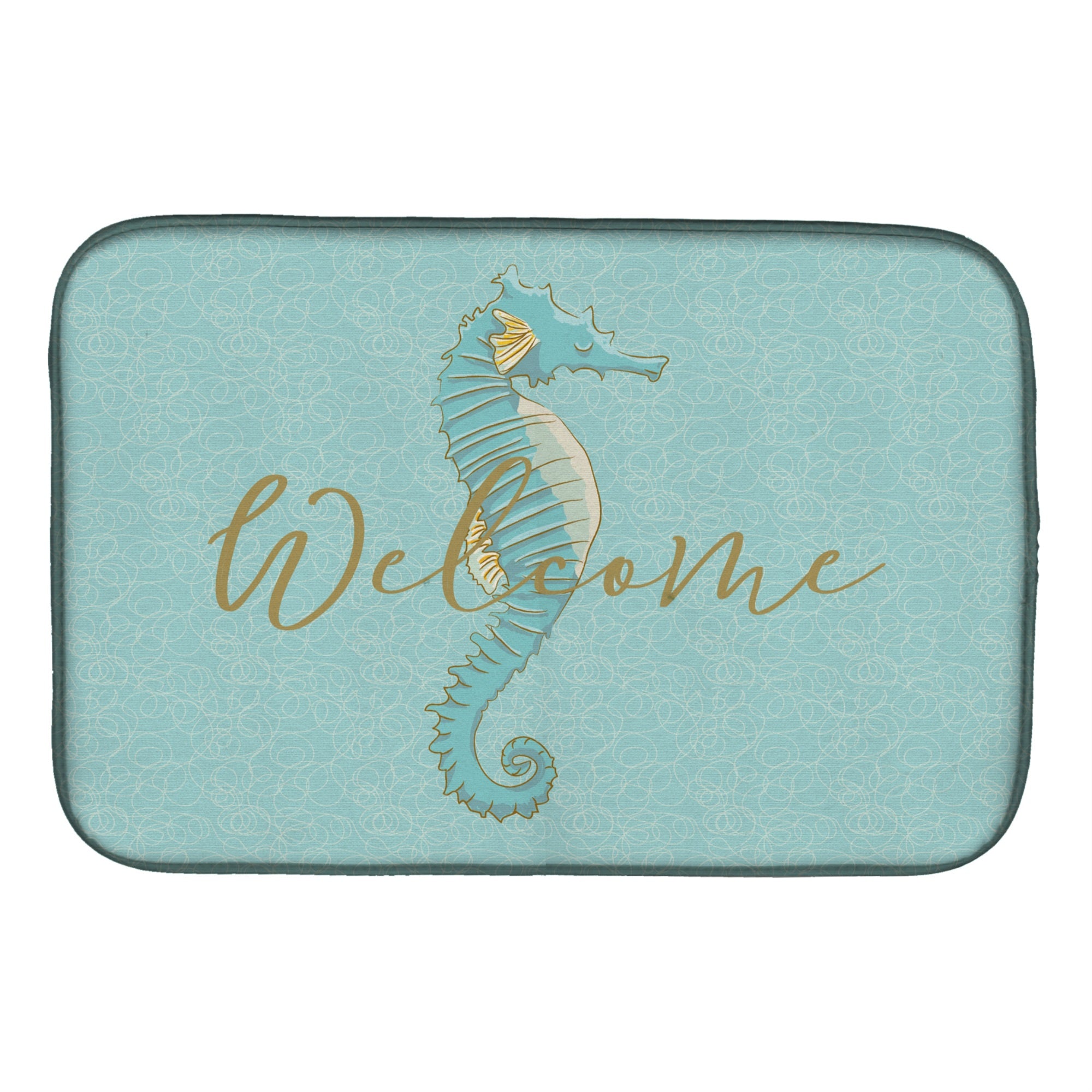 'Caroline'S Treasures Seahorse Welcome Dish Drying Mat, 14'''' X 21''''''