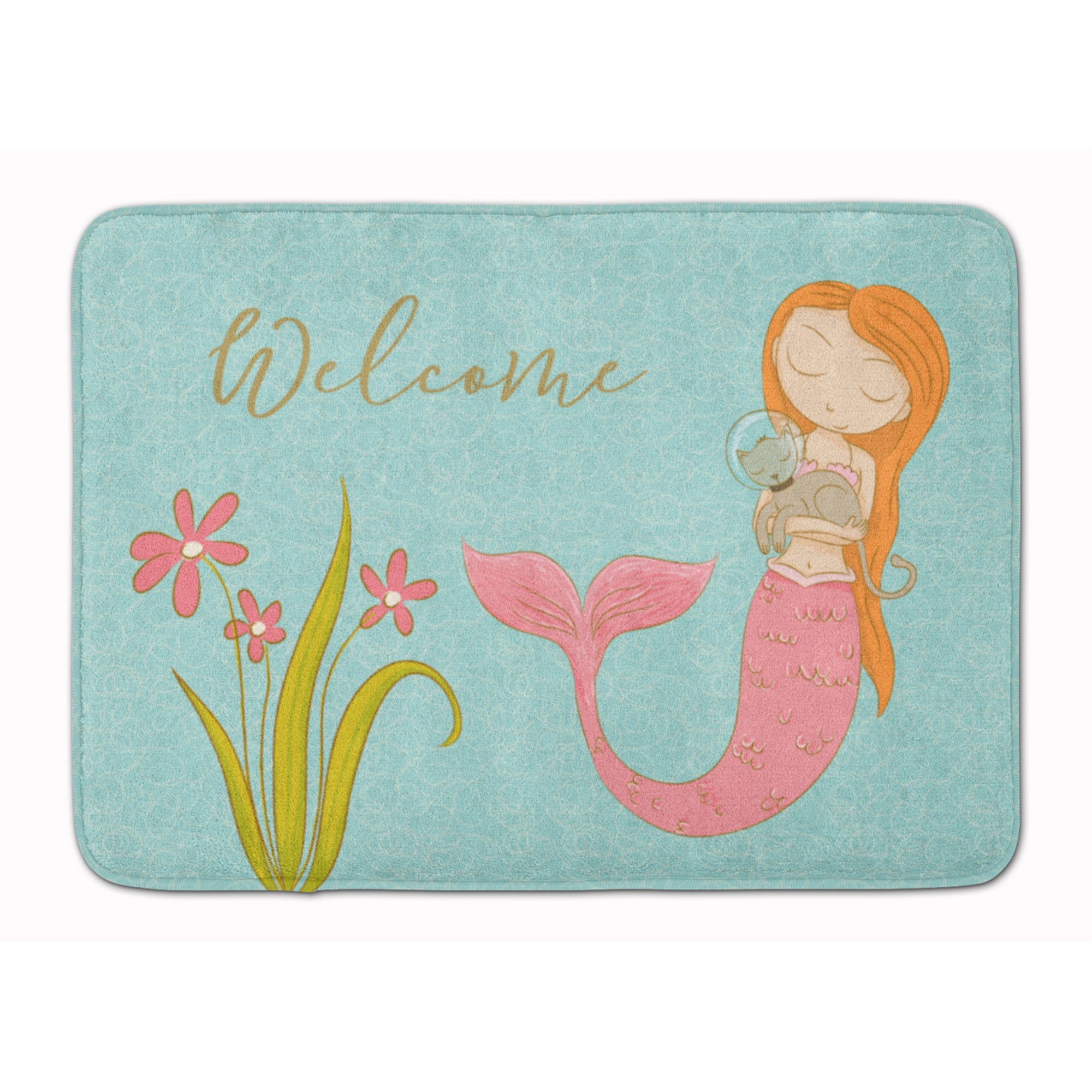 'Caroline'S Treasures Mermaid With Cat Welcome Floor Mat, 19'''' X 27'''', Multicolor''