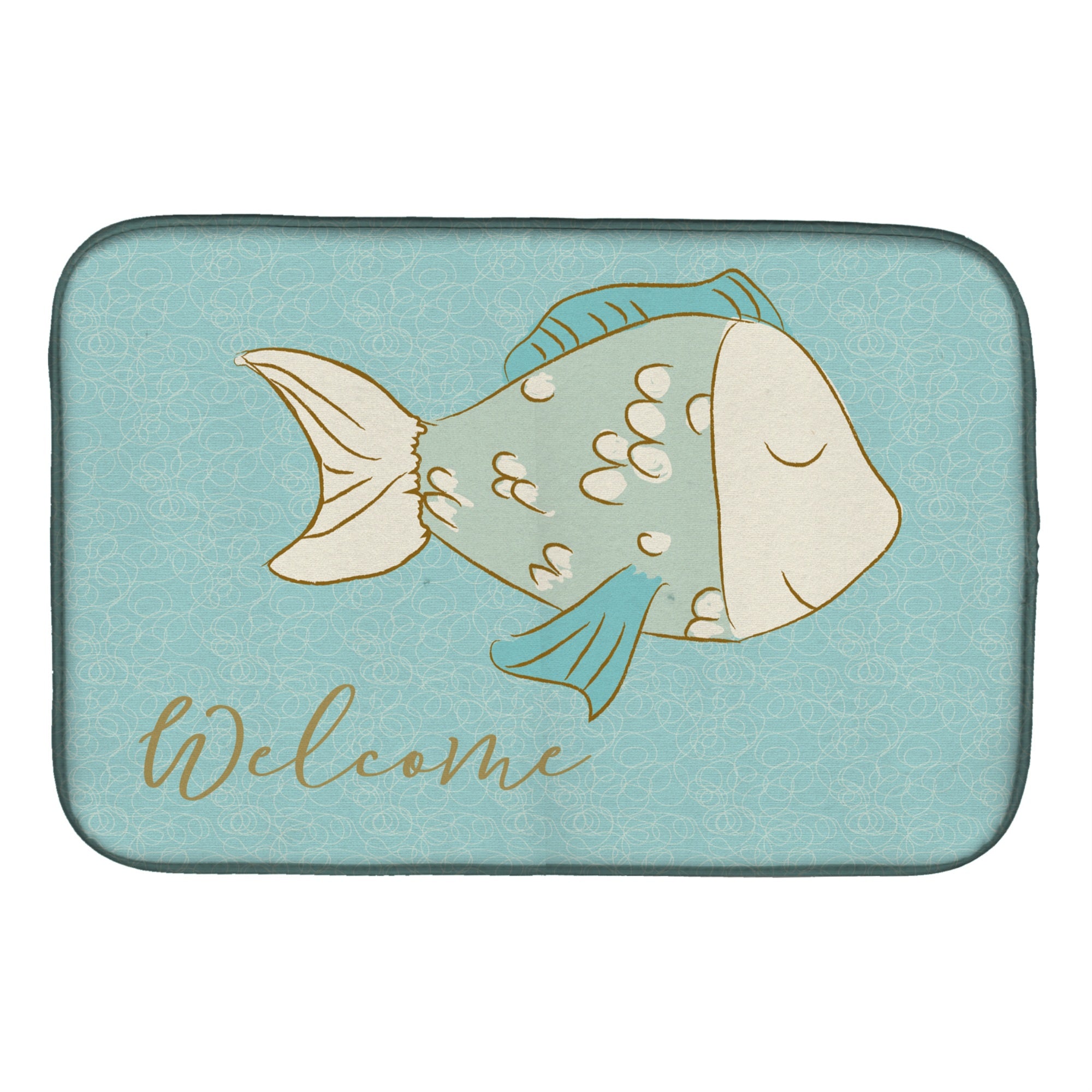 'Caroline'S Treasures Fish Welcome Dish Drying Mat, 14'''' X 21'''', Multicolor''