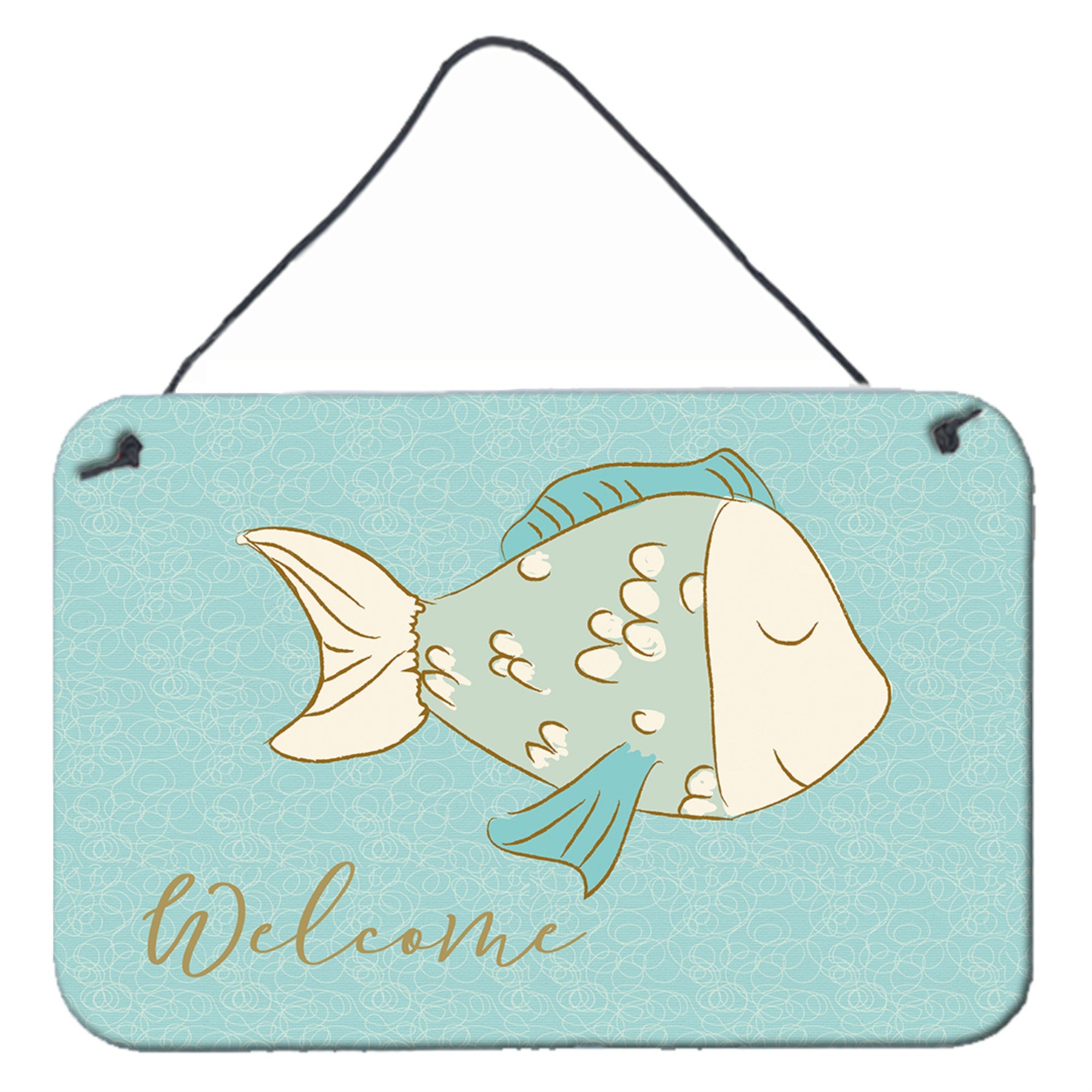 'Caroline'S Treasures Blue Fish Welcome Metal Print, 8'''' X 12''''''