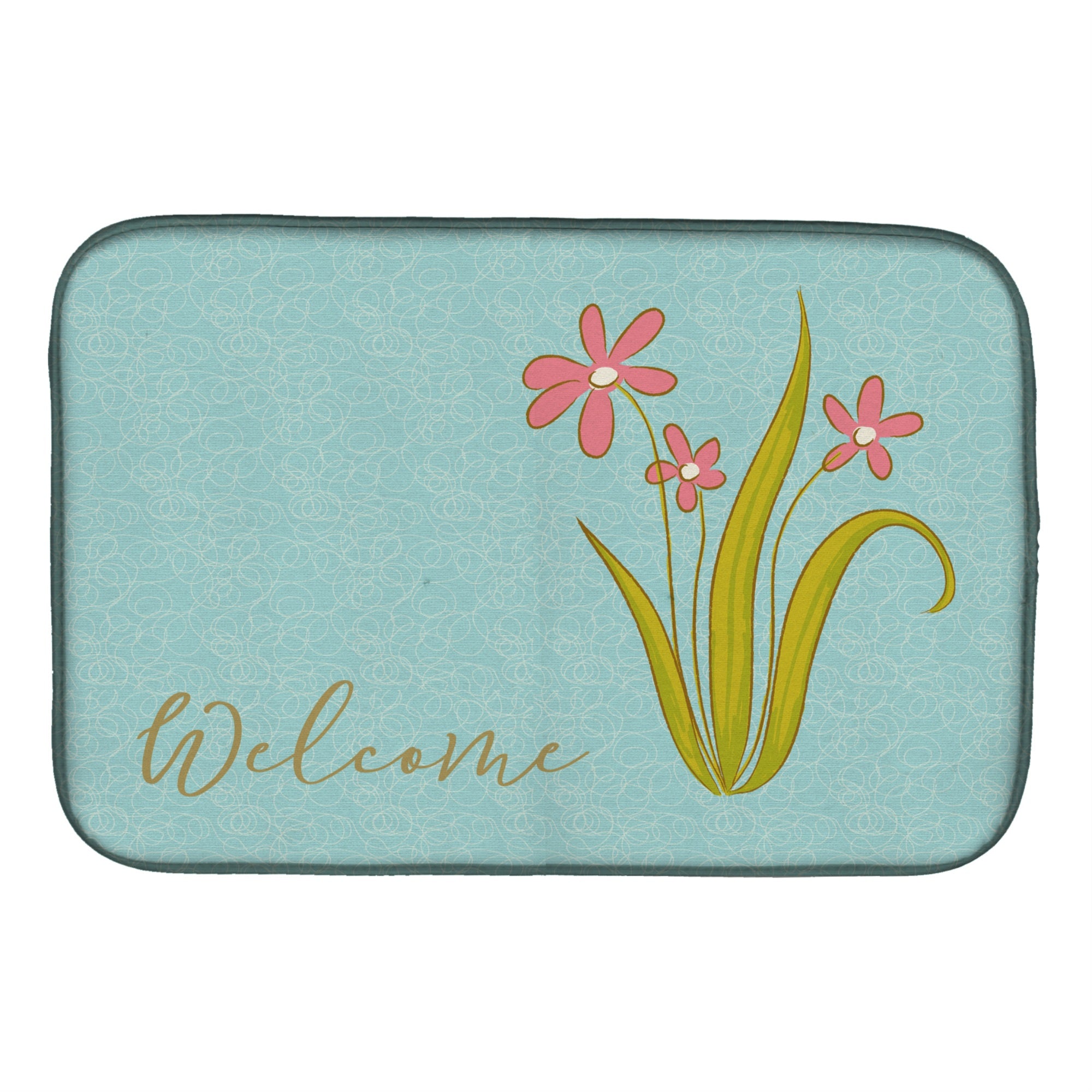 'Caroline'S Treasures Flowers Welcome Dish Drying Mat, 14 X 21''