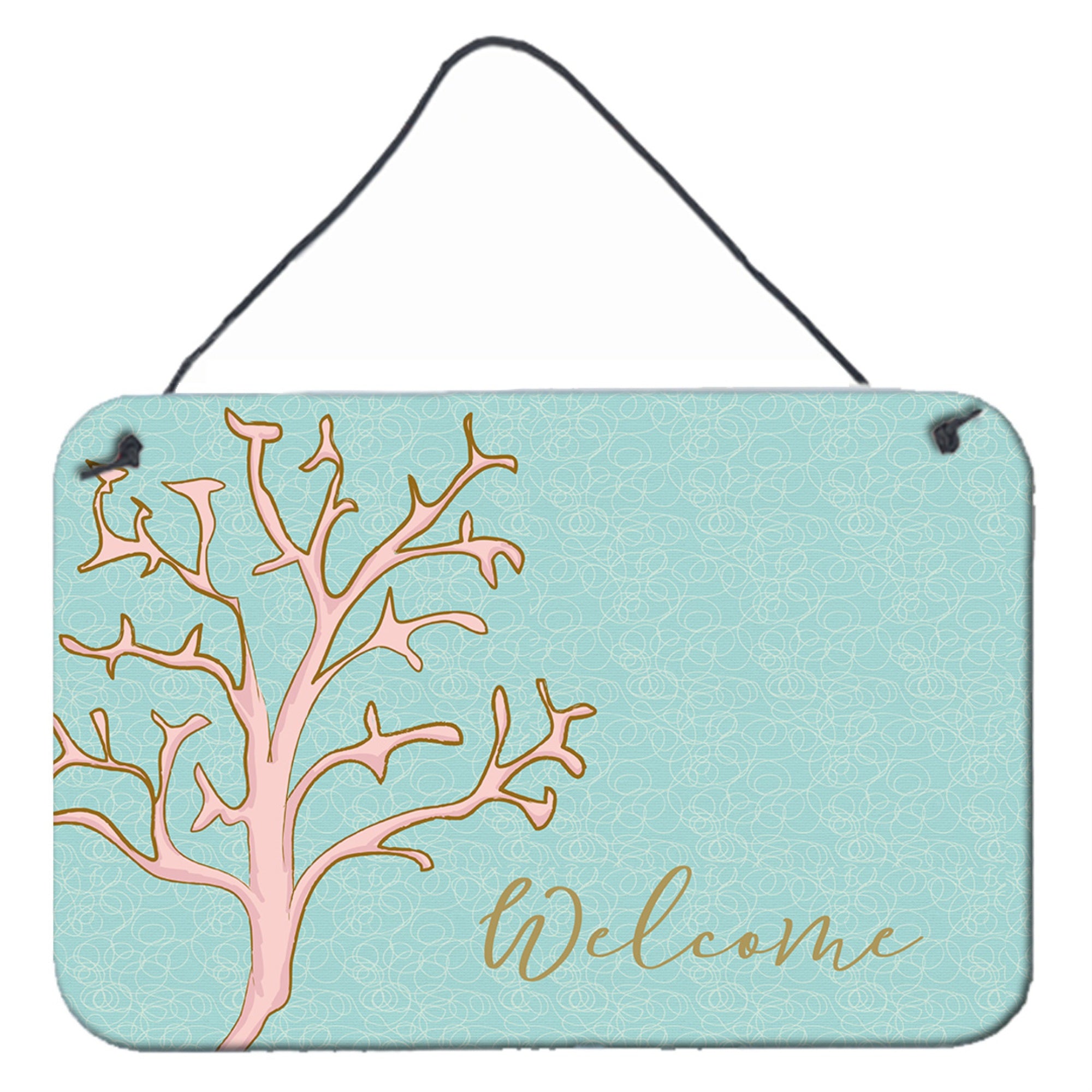 'Caroline'S Treasures Coral Welcome Metal Print, 8'''' X 12''''''