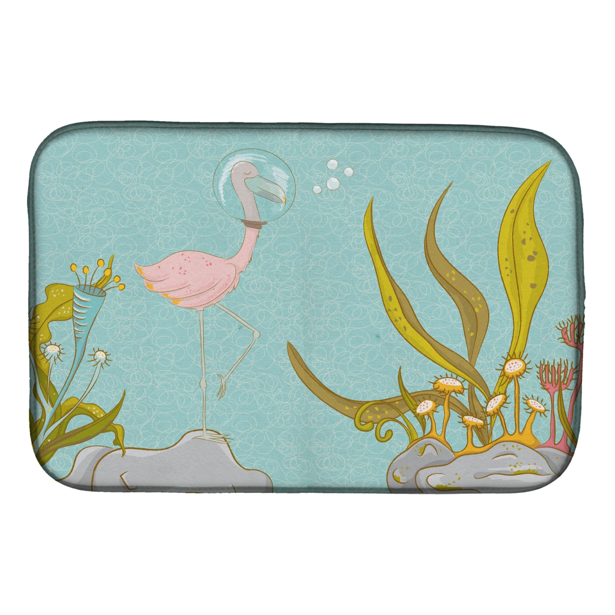'Caroline'S Treasures Flamingo Underwater #2 Dish Drying Mat, 14'''' X 21''''''