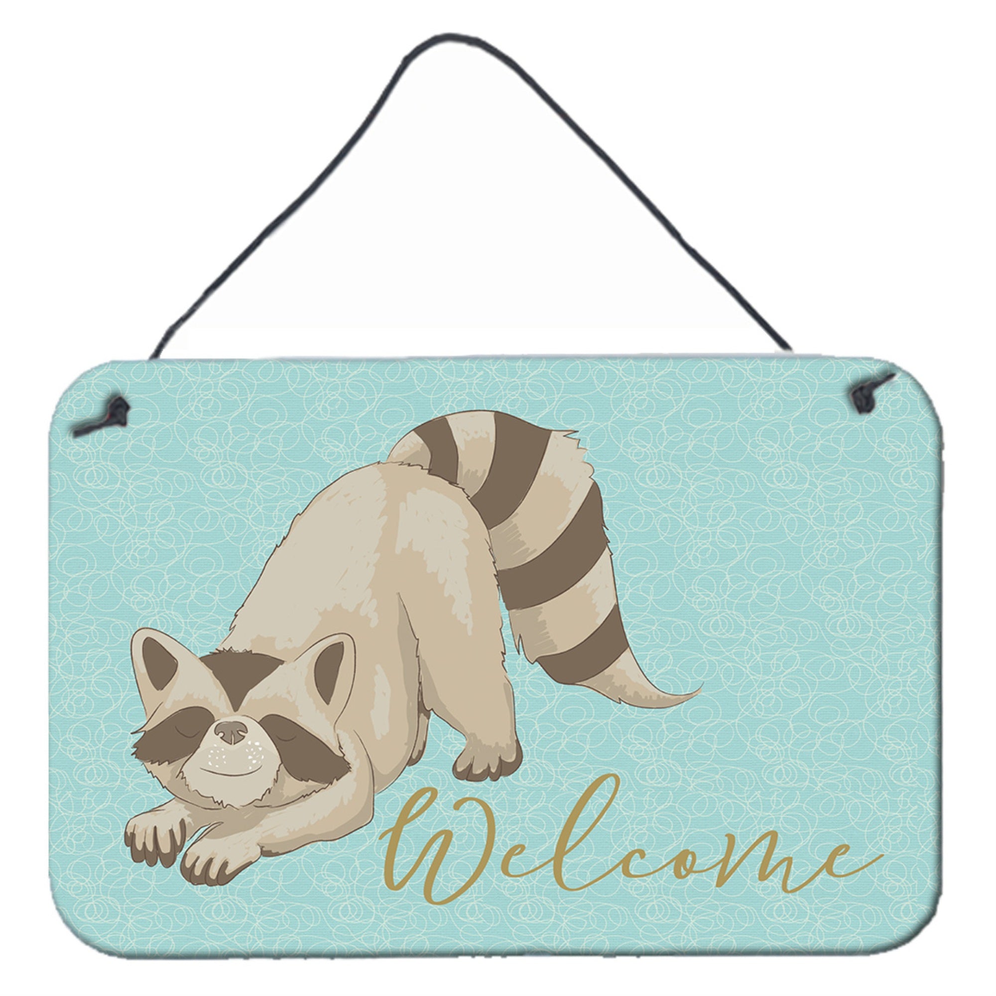 'Caroline'S Treasures Raccoon Welcome Metal Print, 8'''' X 12''''''