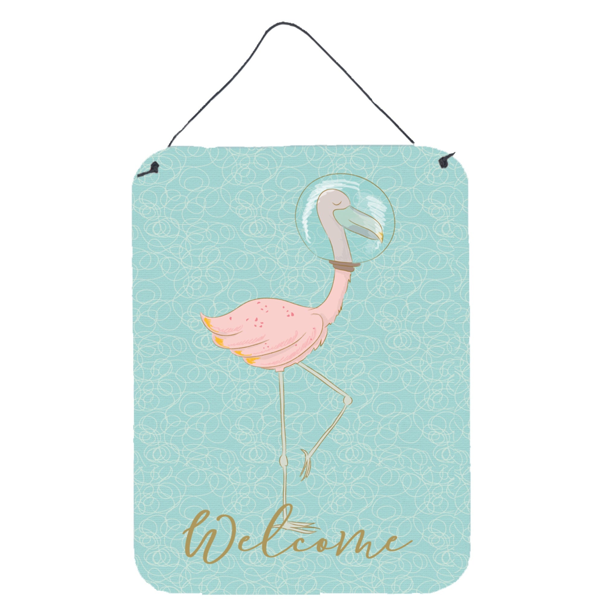 'Caroline'S Treasures Flamingo Underwater Welcome Metal Print, 16'''' X 12'''', Multicolor''