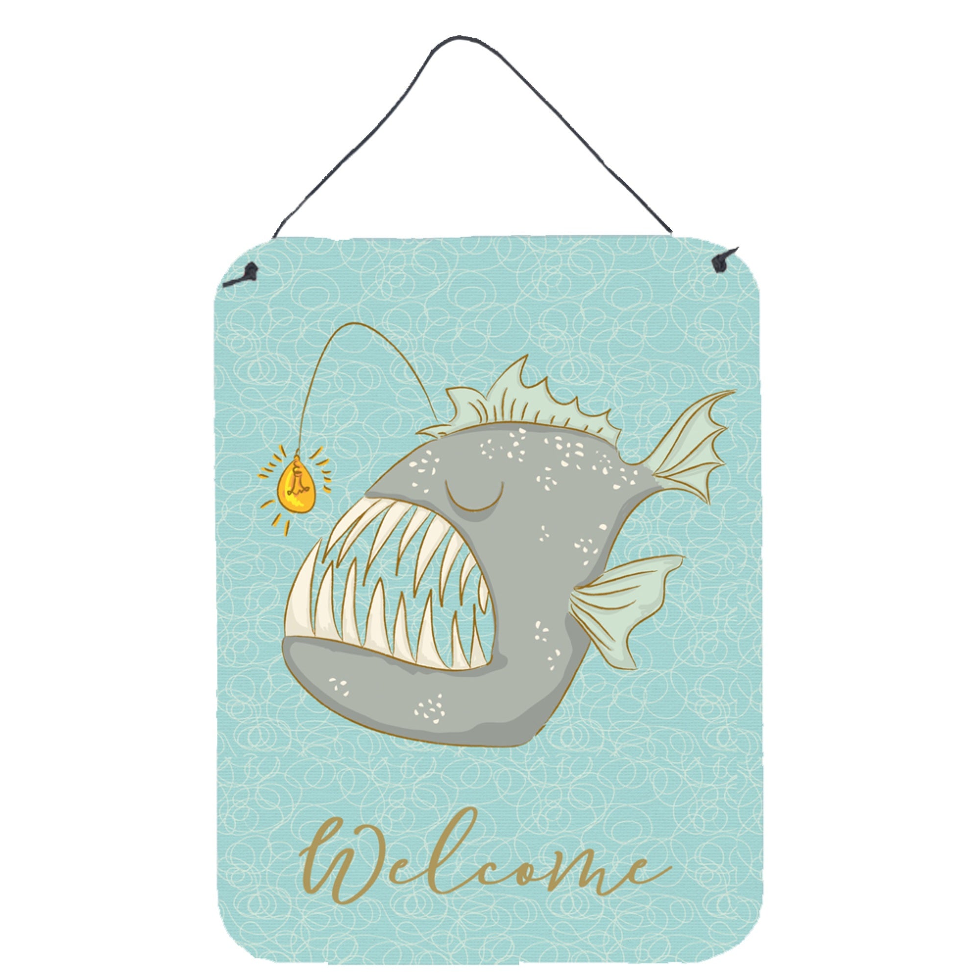 'Caroline'S Treasures Frog Fish Welcome Metal Print, 16'''' X 12'''', Multicolor''