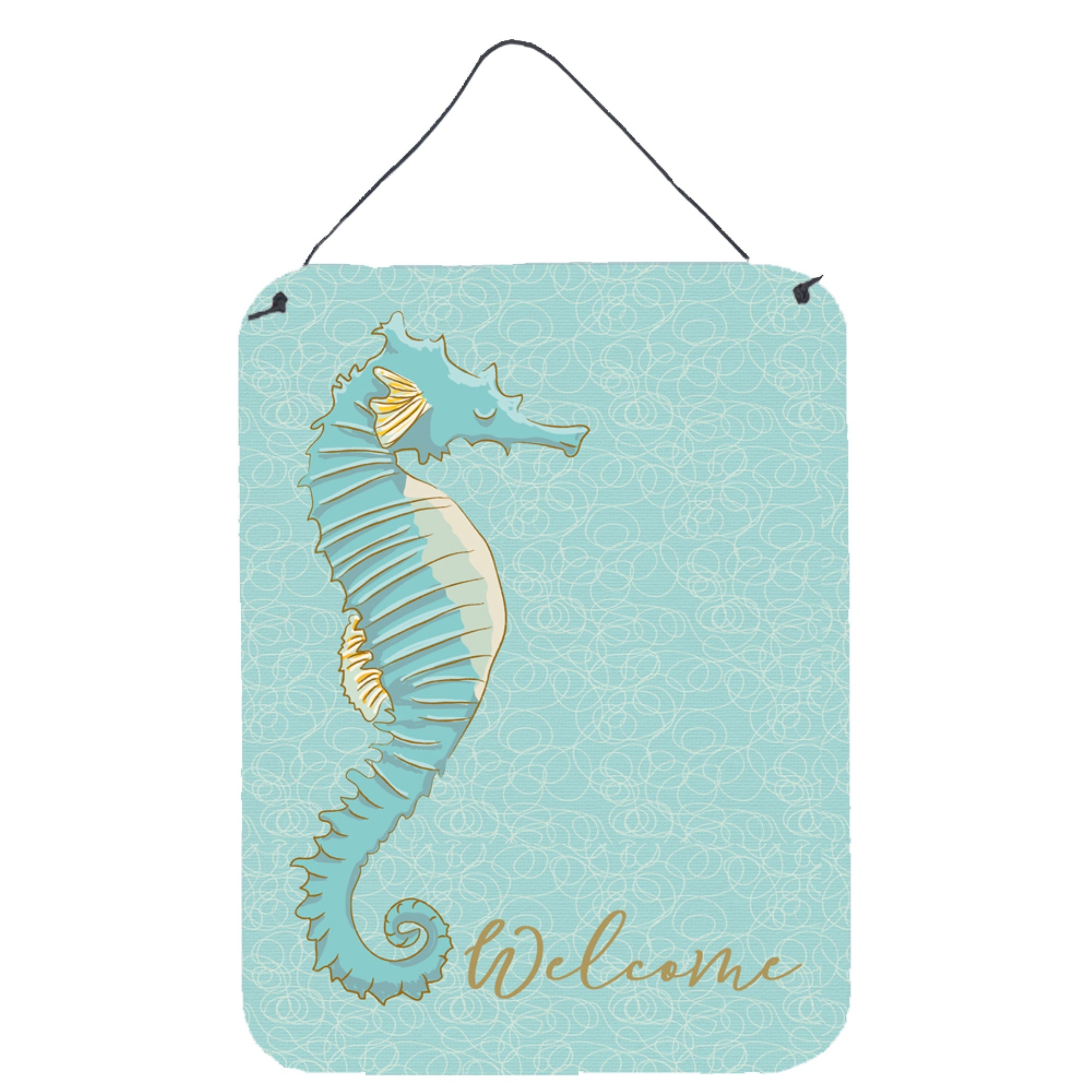 'Caroline'S Treasures Seahorse Welcome Metal Print, 16'''' X 12'''', Multicolor''