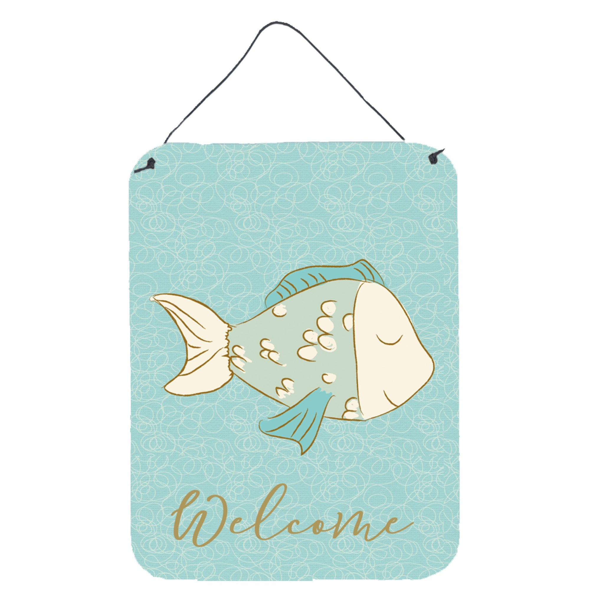 'Caroline'S Treasures Blue Fish Welcome Metal Print, 16'''' X 12'''', Multicolor''