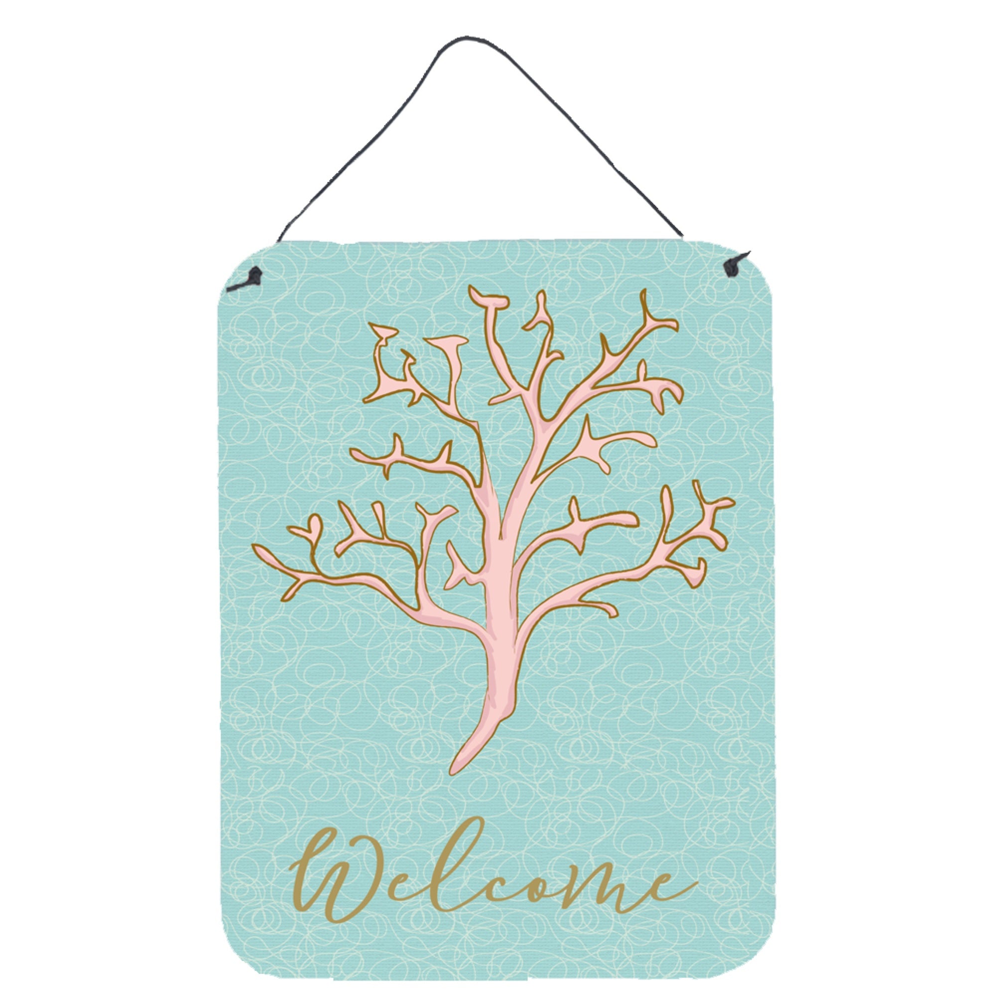 'Caroline'S Treasures Coral Welcome Metal Print, 16'''' X 12'''', Multicolor''
