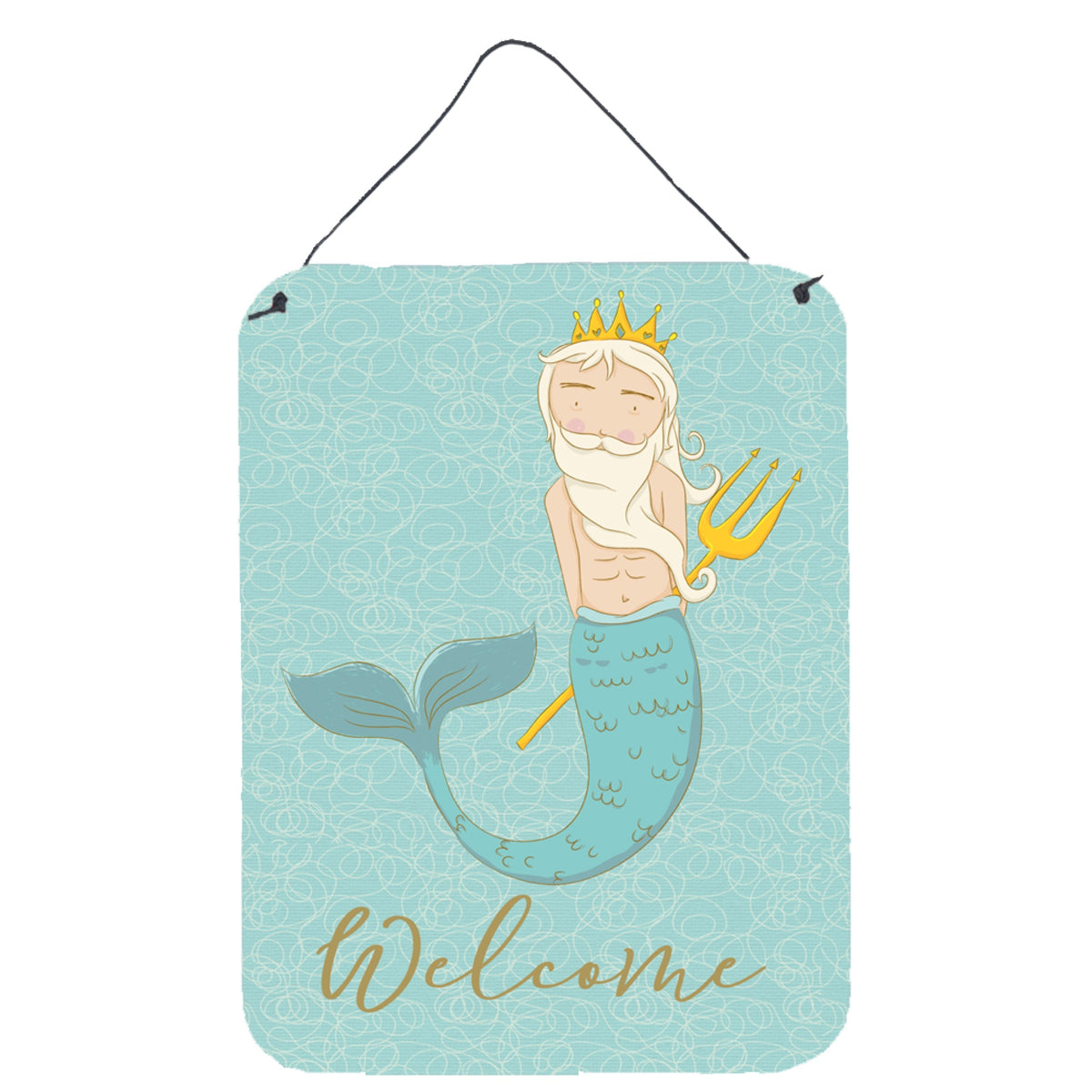 'Caroline'S Treasures Neptune Merman Welcome Metal Print, 16'''' X 12'''', Multicolor''