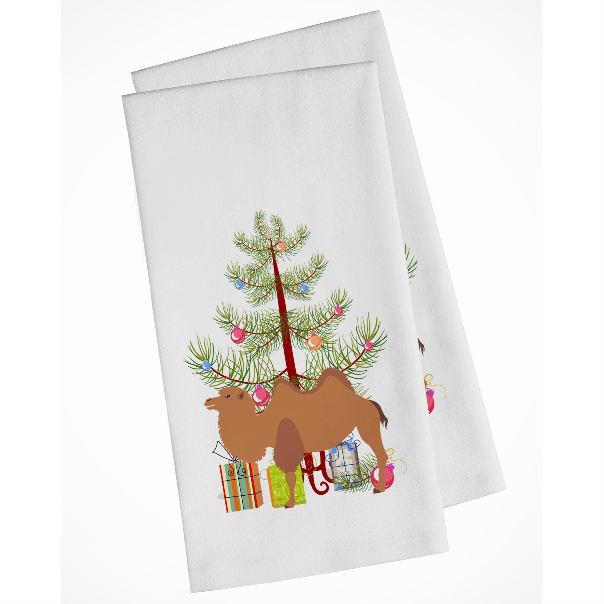 Bactrian Camel Christmas White Kitchen Towel Set Of 2