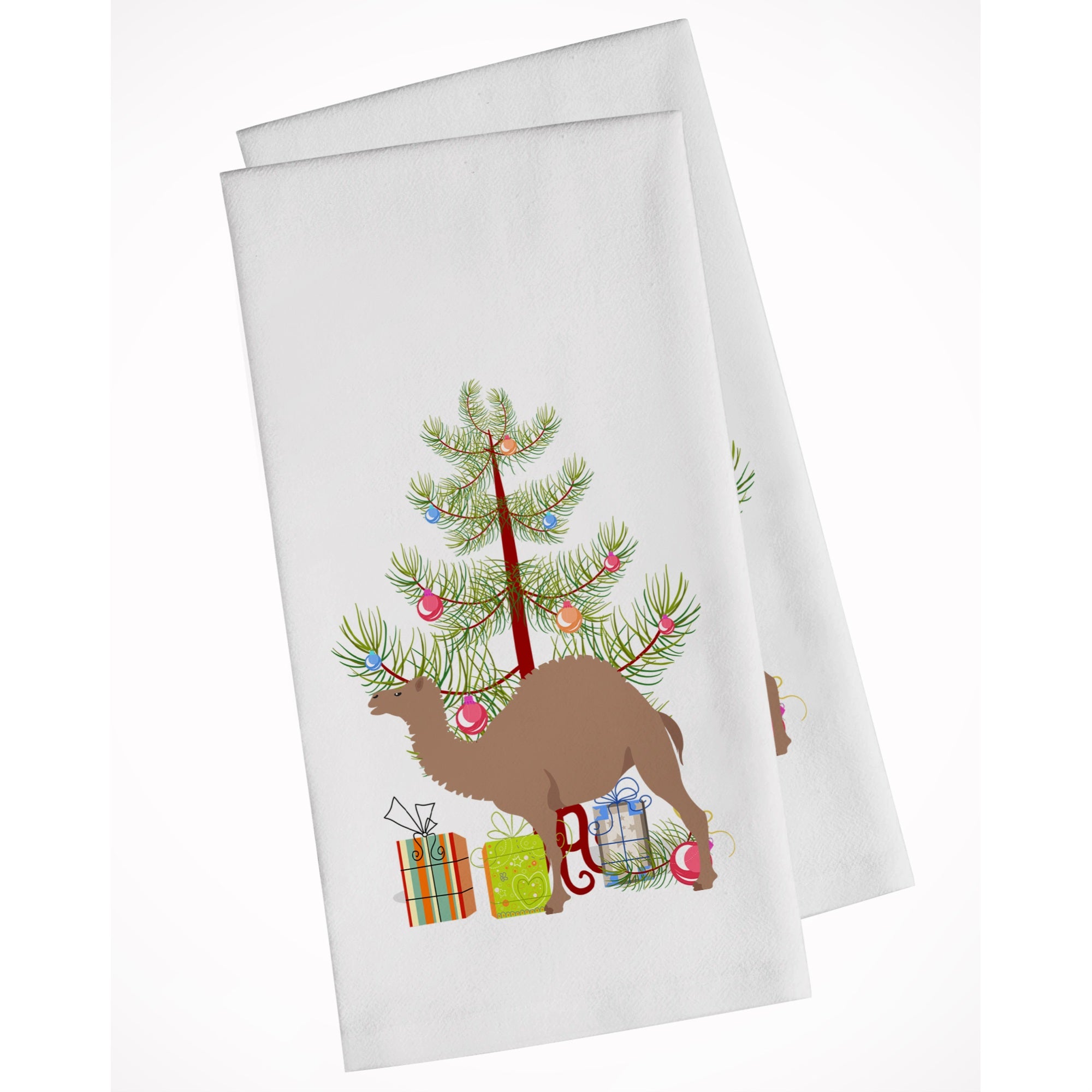 F1 Hybrid Camel Christmas White Kitchen Towel Set Of 2