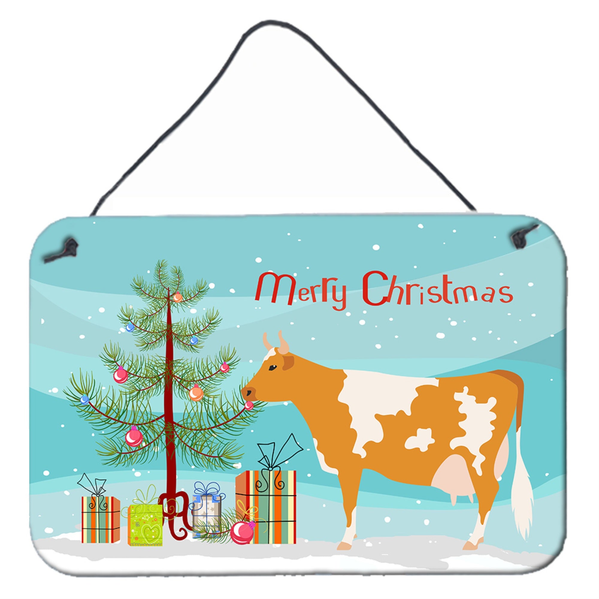 'Caroline'S Treasures Guernsey Cow Christmas Metal Print, 8'''' X 12''''''
