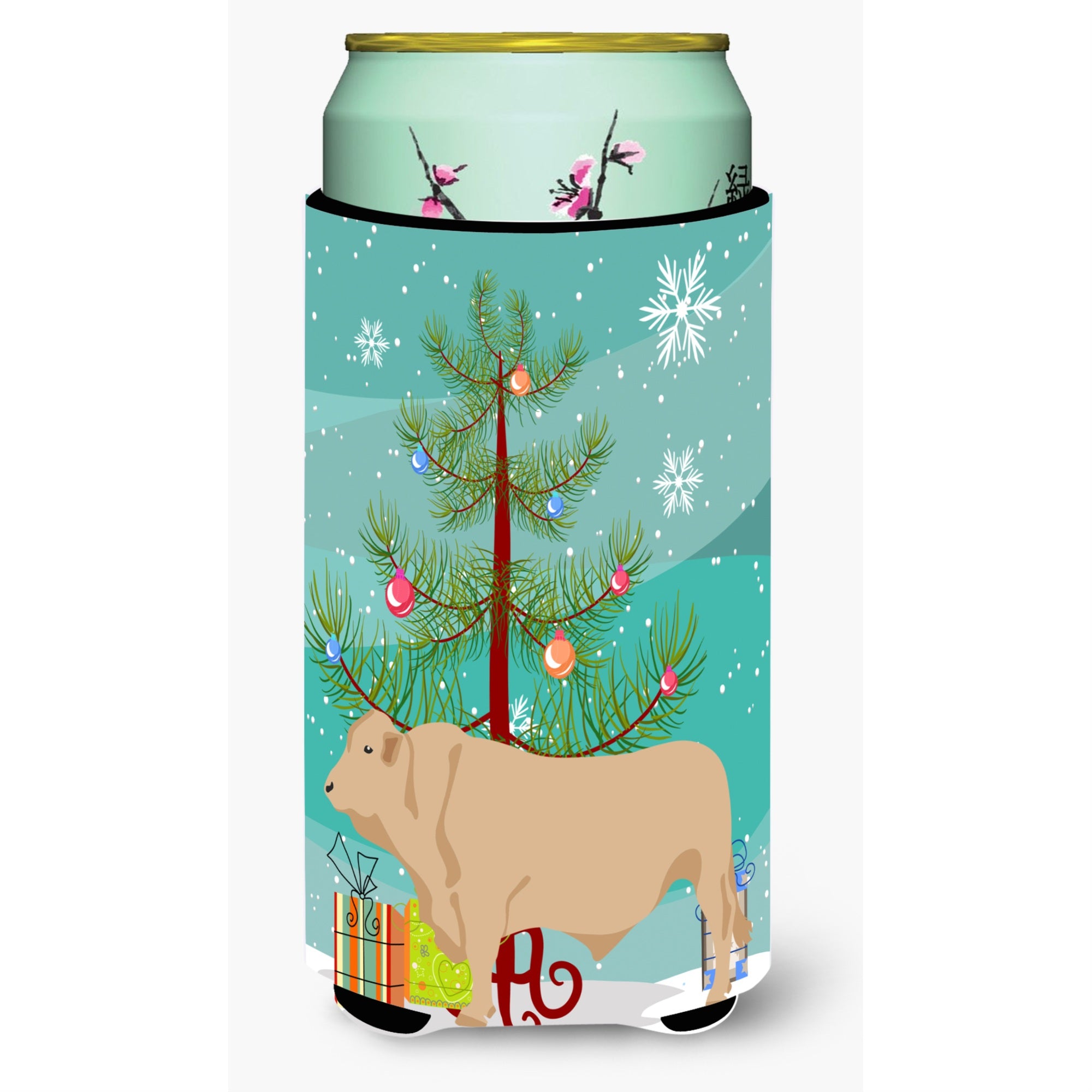 'Caroline'S Treasures Charolais Cow Christmas Decorative Can Hugger, Tall, Multicolor''