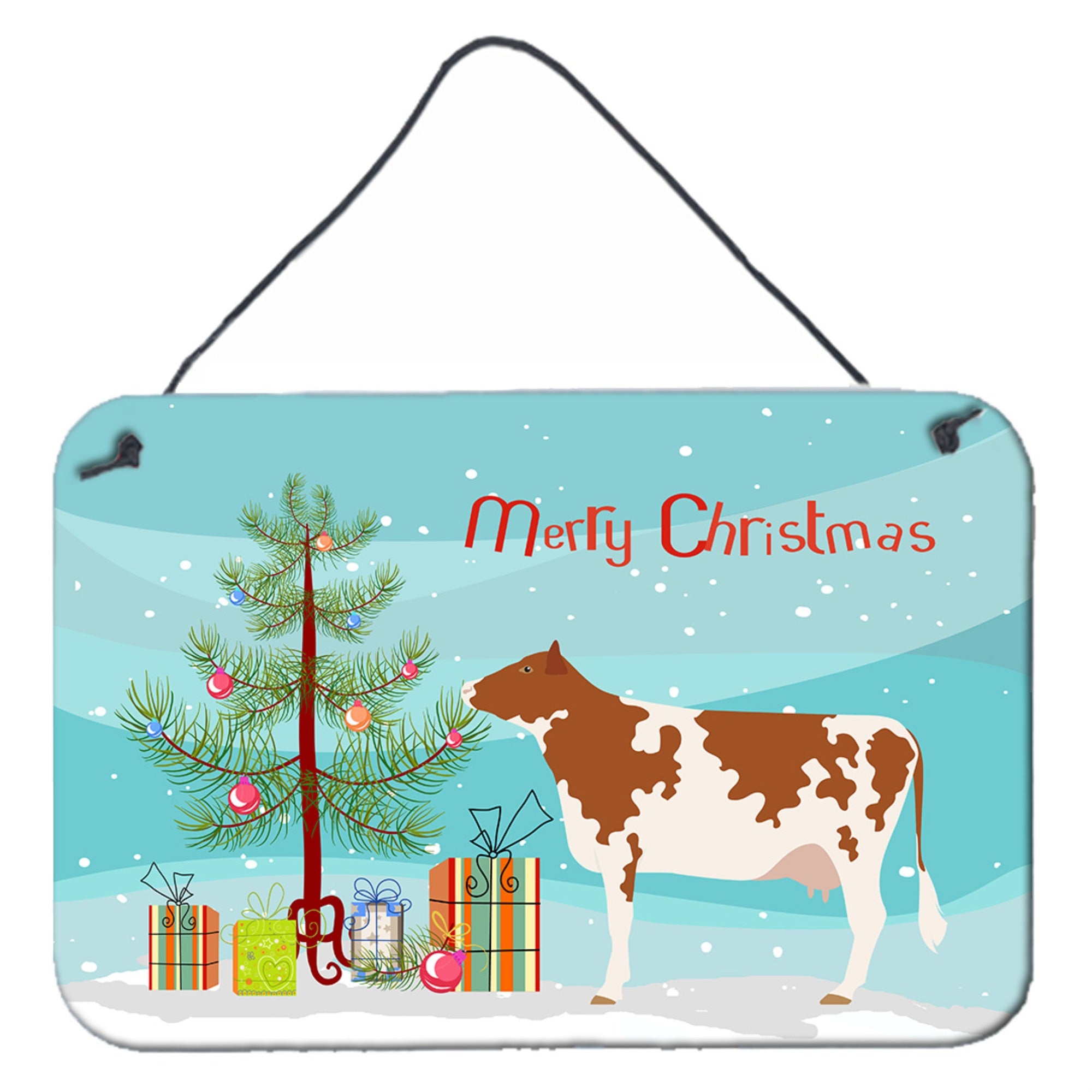 'Caroline'S Treasures Ayrshire Cow Christmas Metal Print, 8'''' X 12''''''