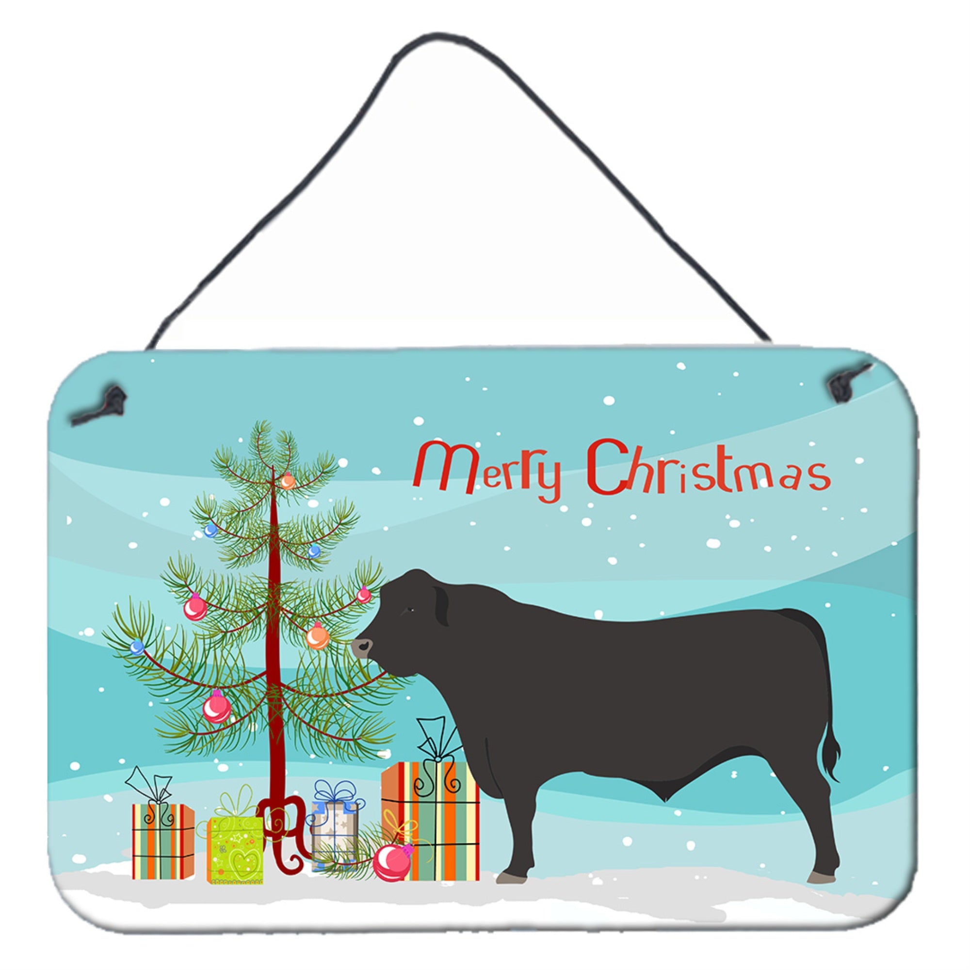 'Caroline'S Treasures Black Angus Cow Christmas Metal Print, 8'''' X 12''''''