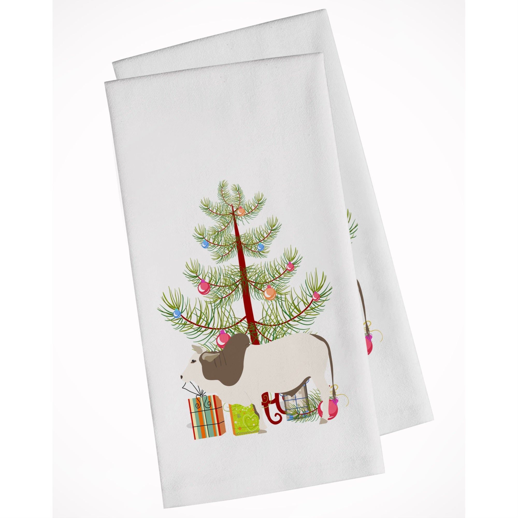 Malvi Cow Christmas White Kitchen Towel Set Of 2