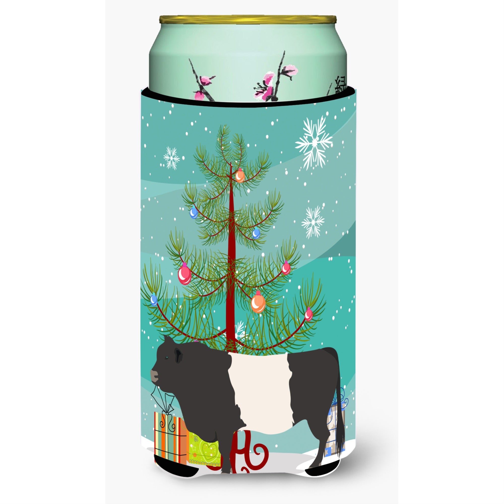 'Caroline'S Treasures Belted Galloway Cow Christmas Decorative Can Hugger, Tall, Multicolor''