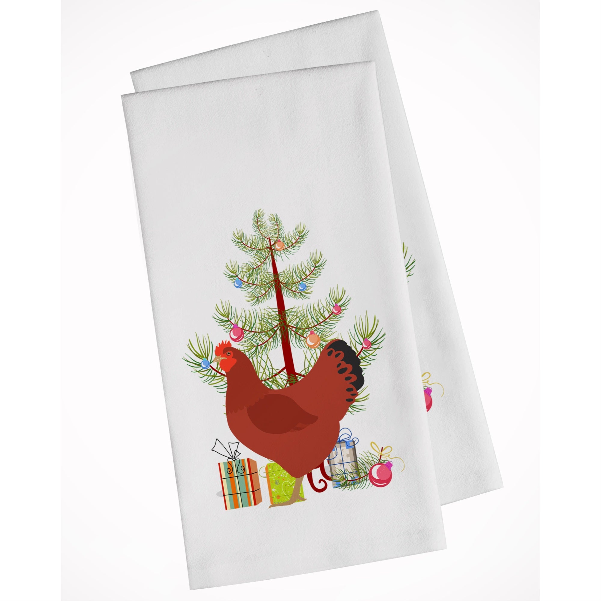 New Hampshire Red Chicken Christmas White Kitchen Towel Set Of 2