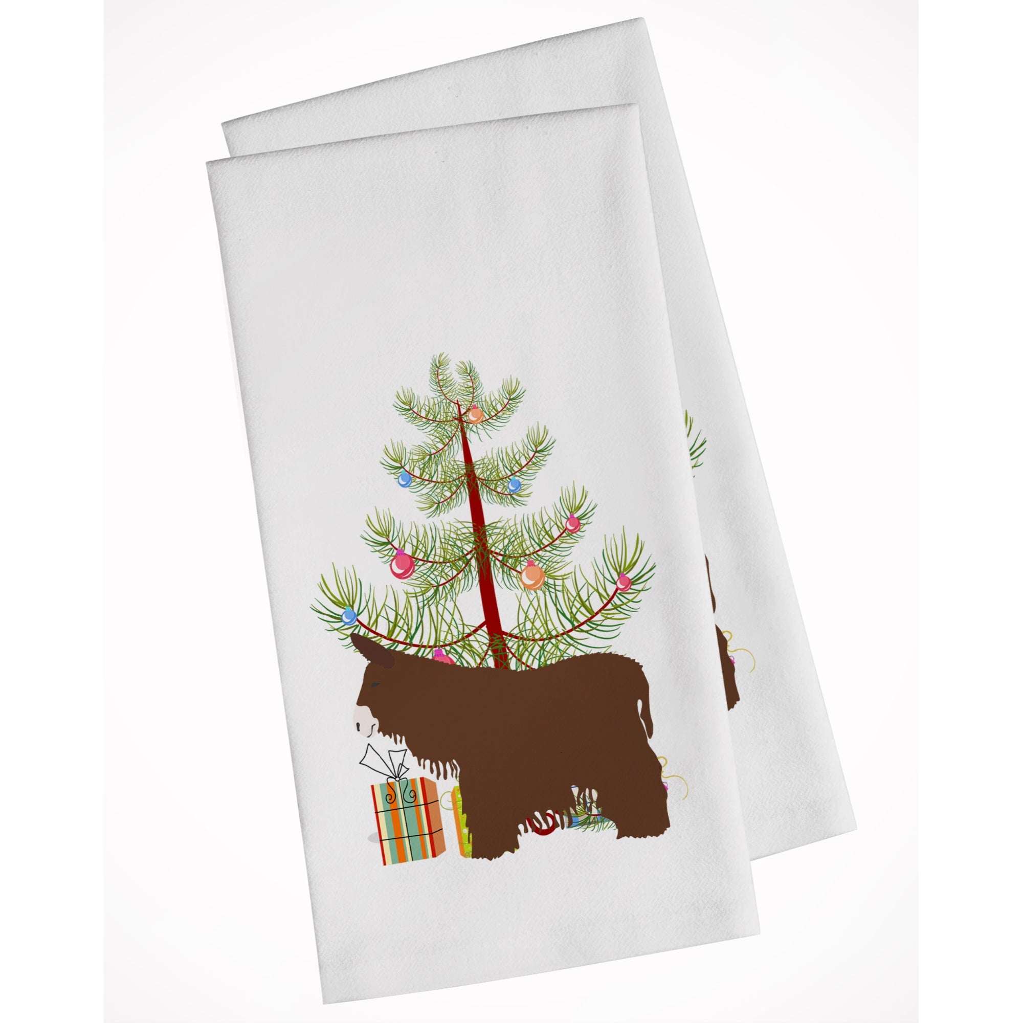 Poitou Poiteuin Donkey Christmas White Kitchen Towel Set Of 2