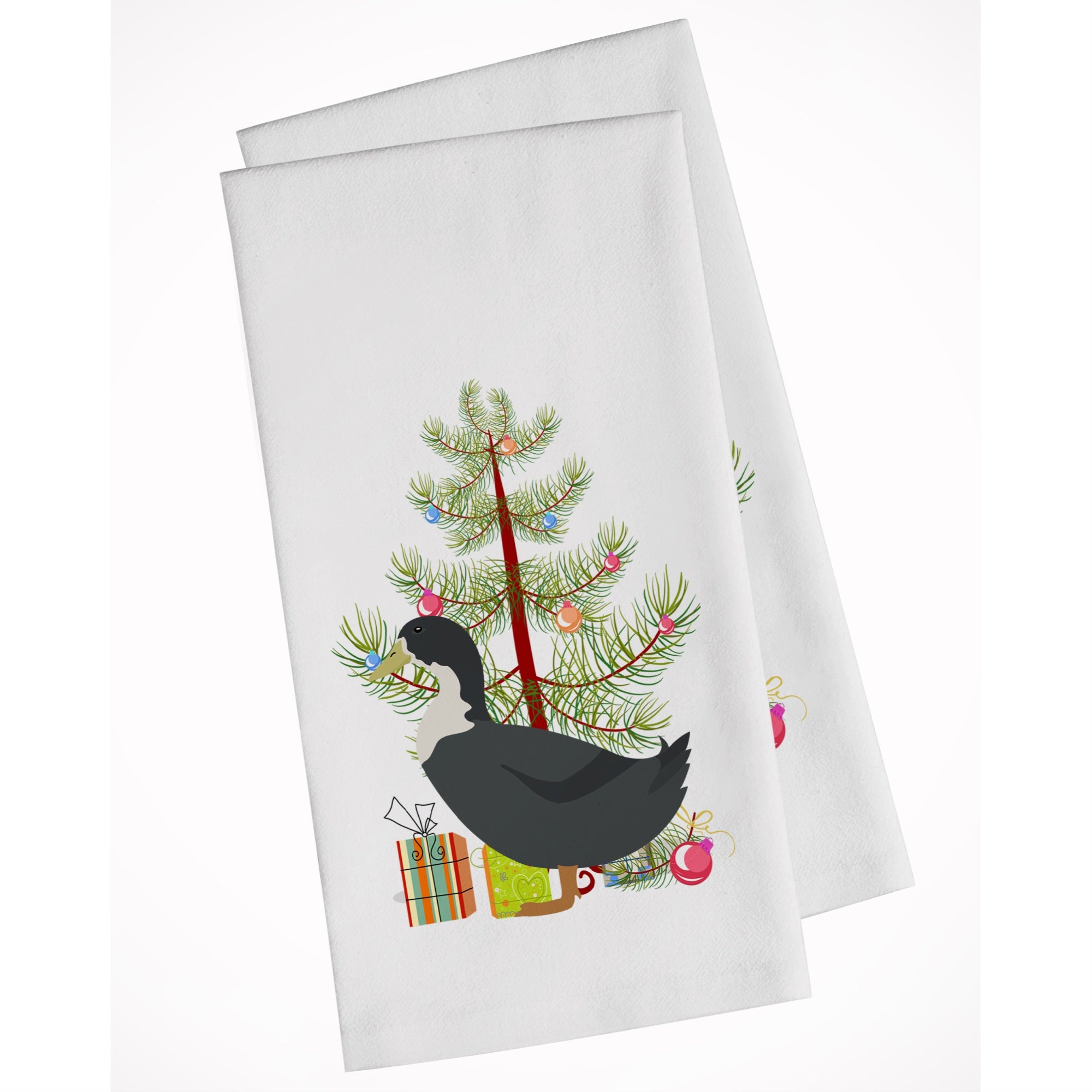 Blue Swedish Duck Christmas White Kitchen Towel Set Of 2