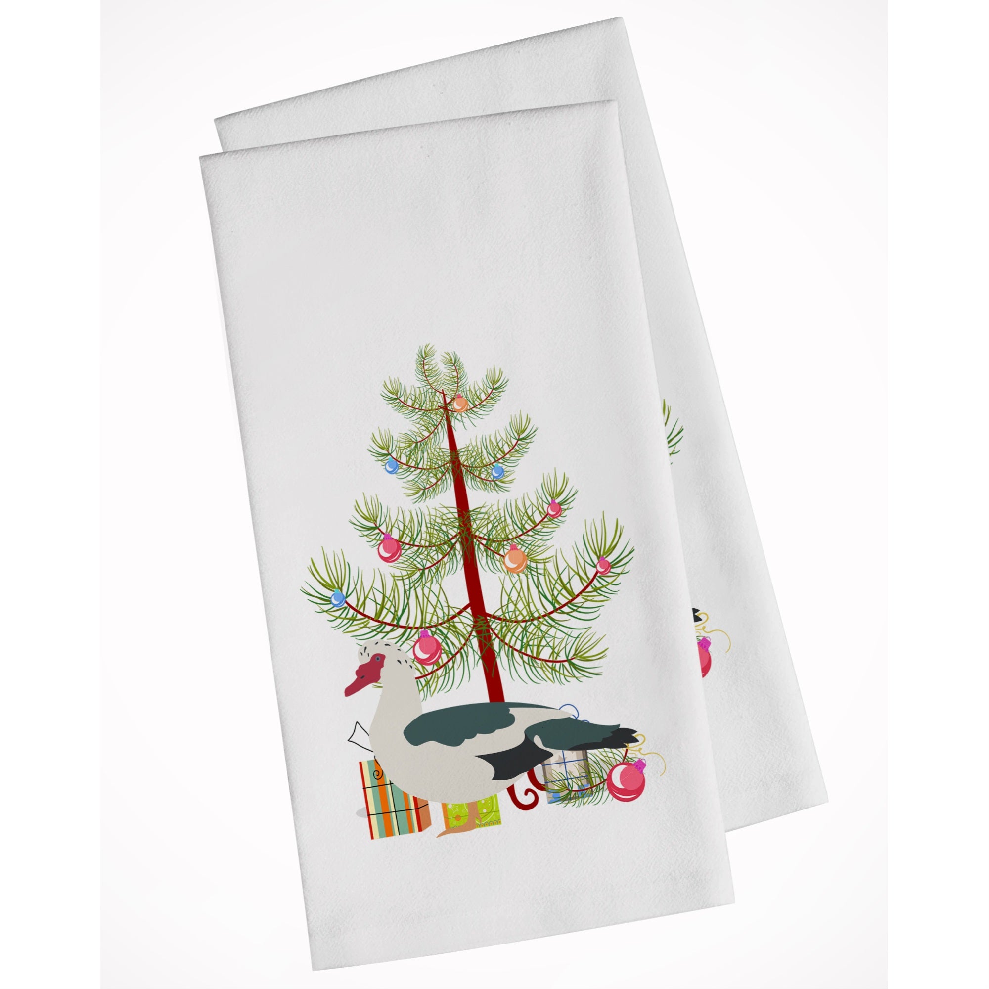 Muscovy Duck Christmas White Kitchen Towel Set Of 2