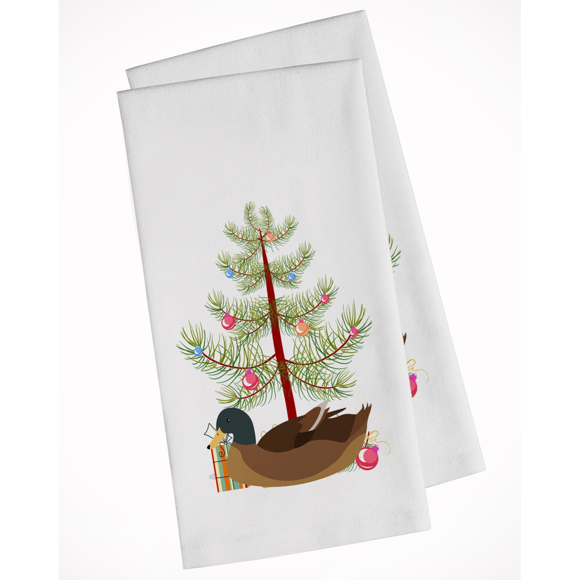 Khaki Campbell Duck Christmas White Kitchen Towel Set Of 2