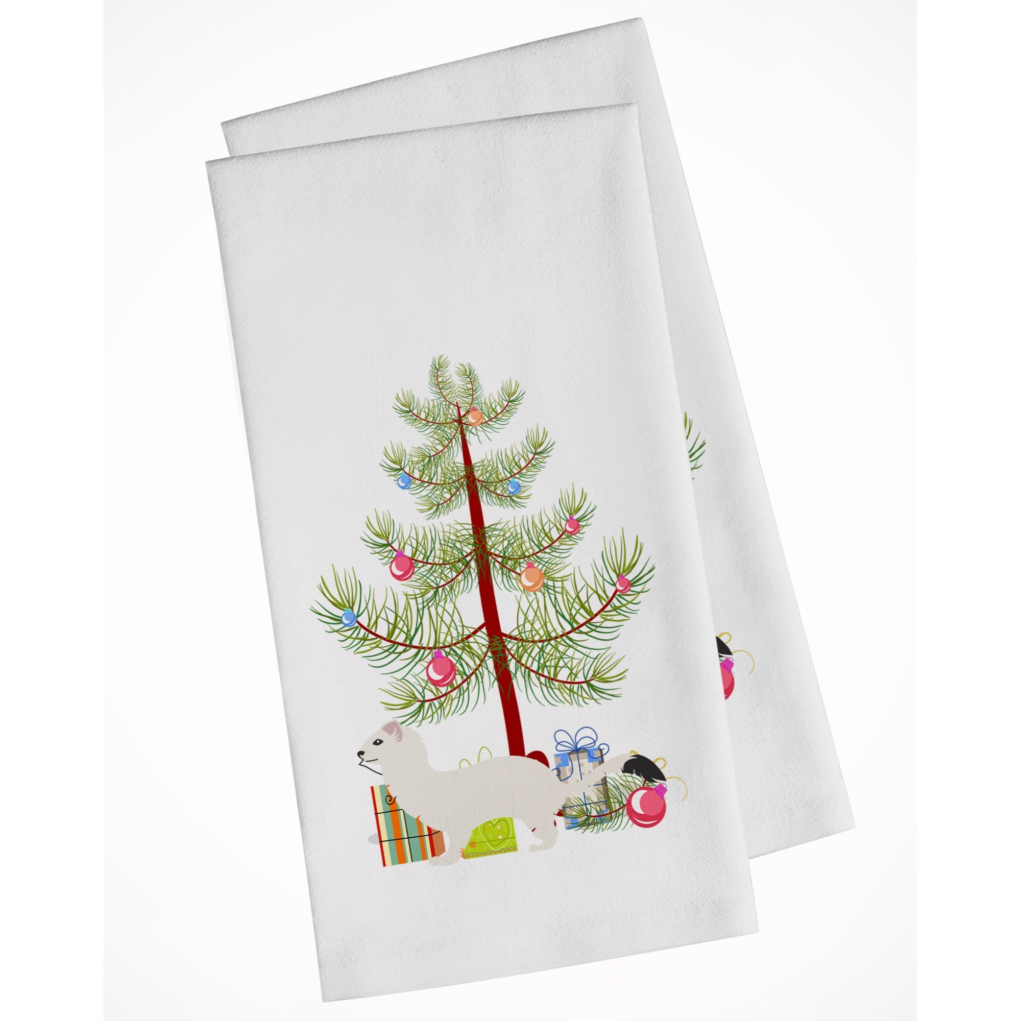 Stoat Short-Tailed Weasel Christmas White Kitchen Towel Set Of 2