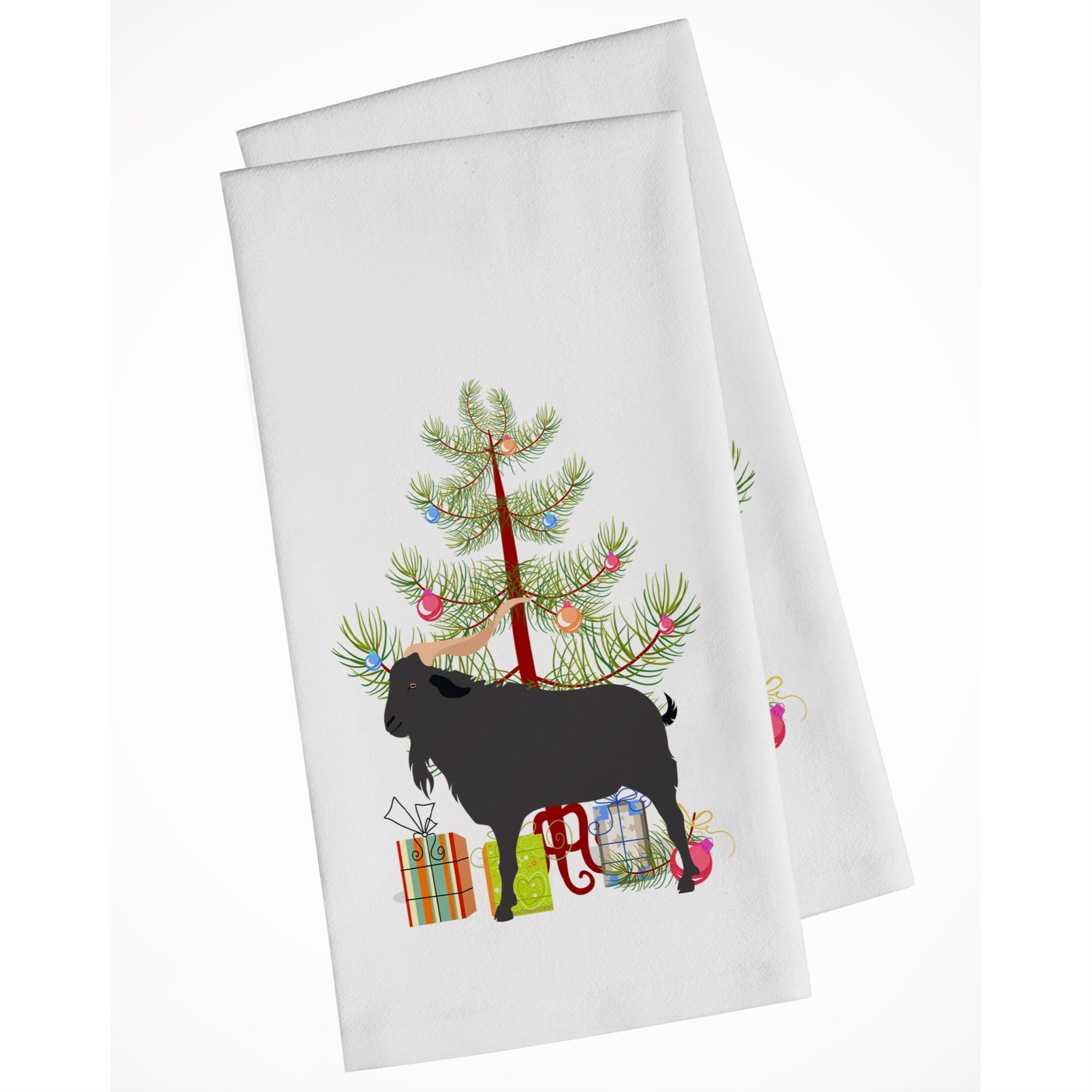 Verata Goat Christmas White Kitchen Towel Set Of 2