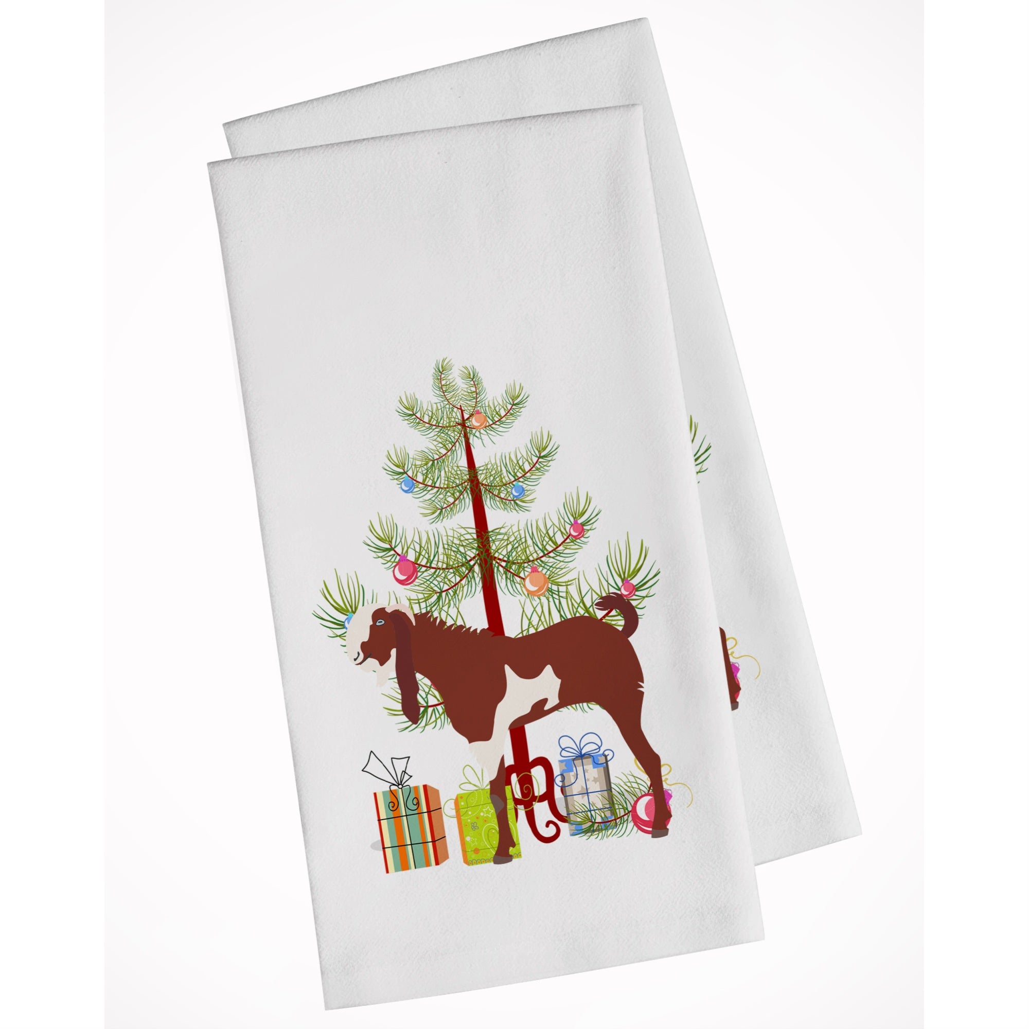 Jamnapari Goat Christmas White Kitchen Towel Set Of 2