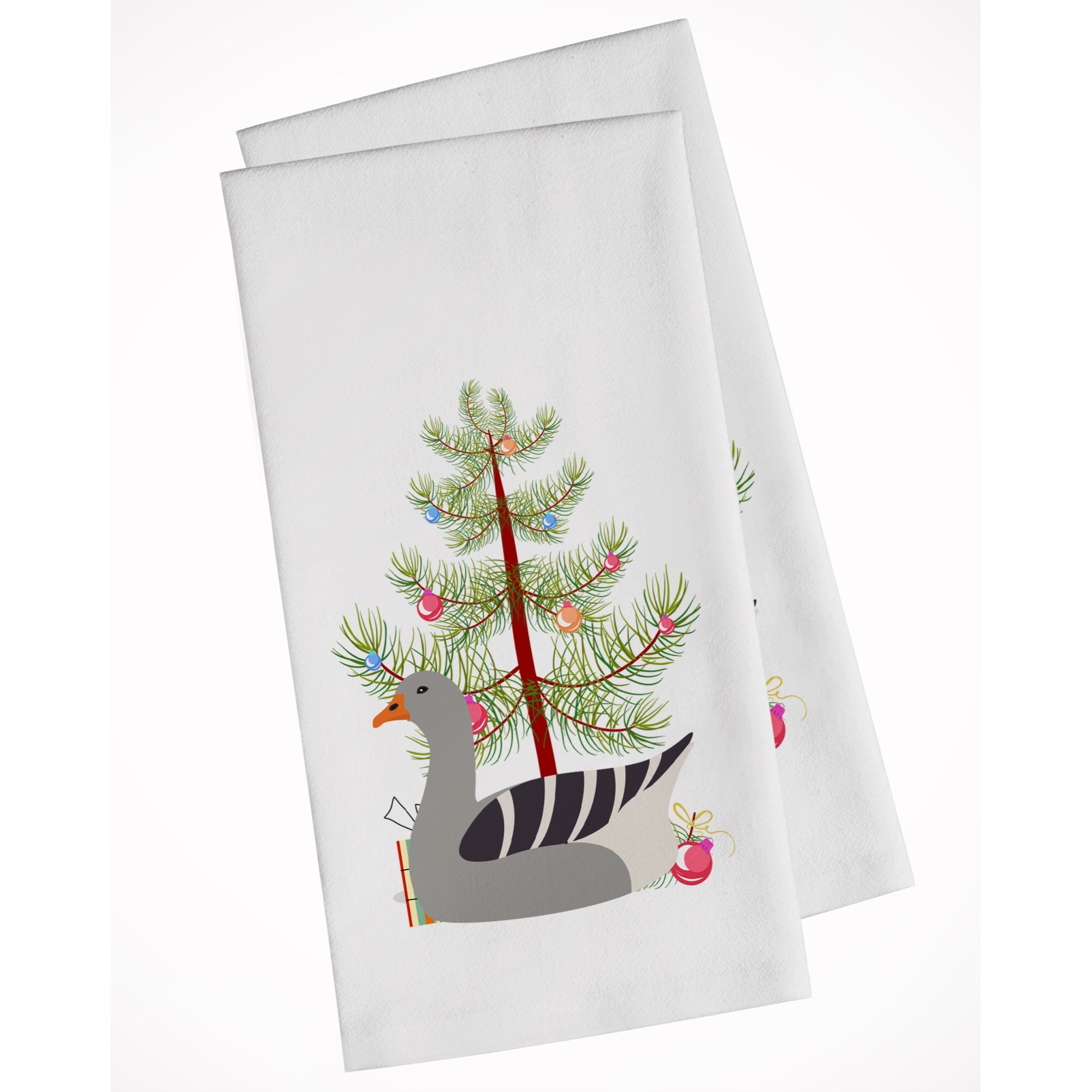 Pilgrim Goose Christmas White Kitchen Towel Set Of 2