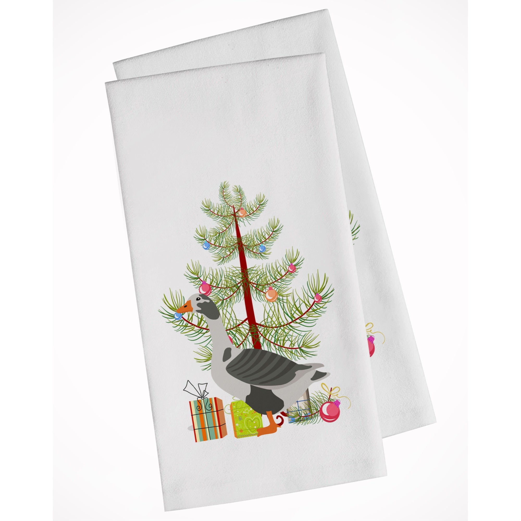 West Of England Goose Christmas White Kitchen Towel Set Of 2