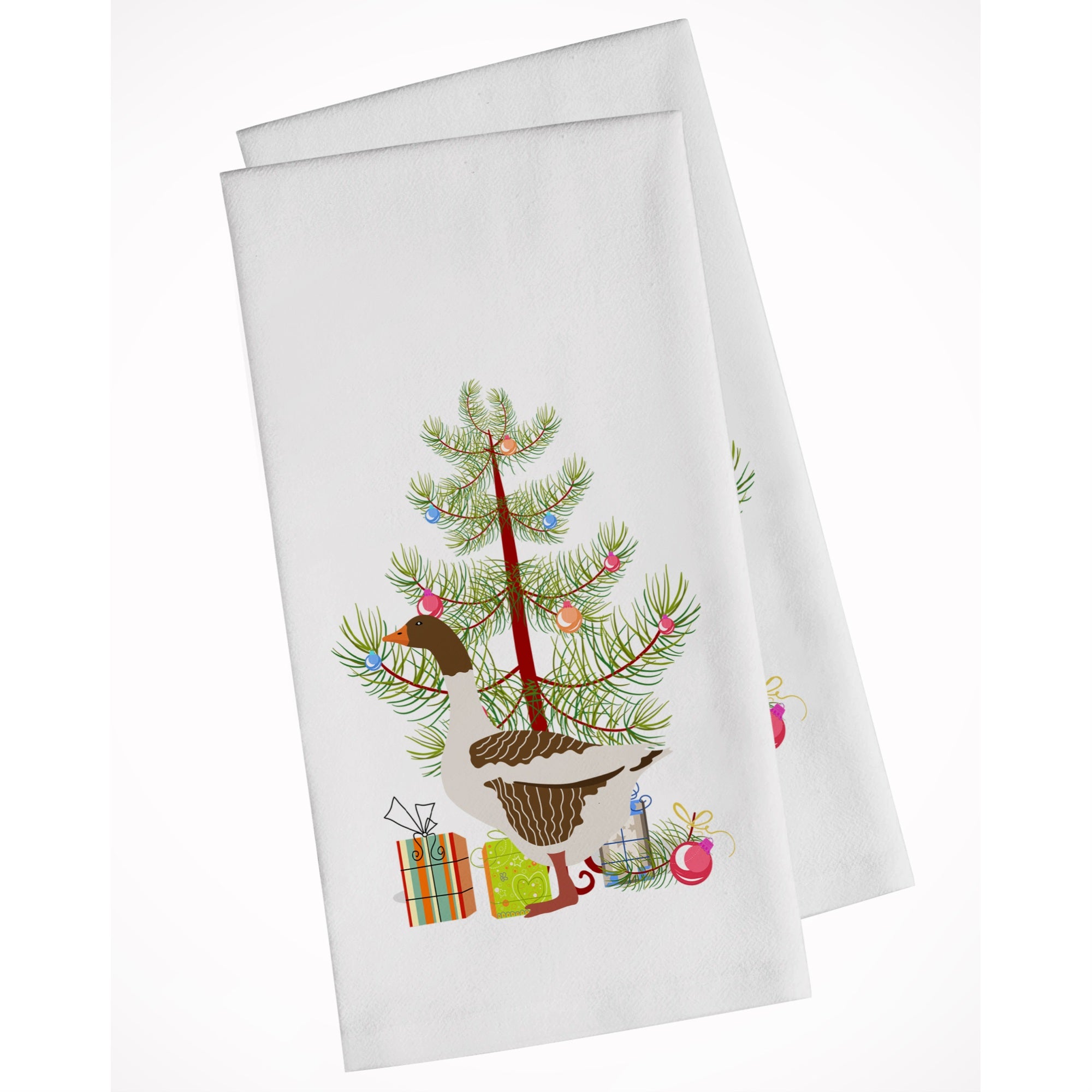 Pomeranian Rogener Goose Christmas White Kitchen Towel Set Of 2
