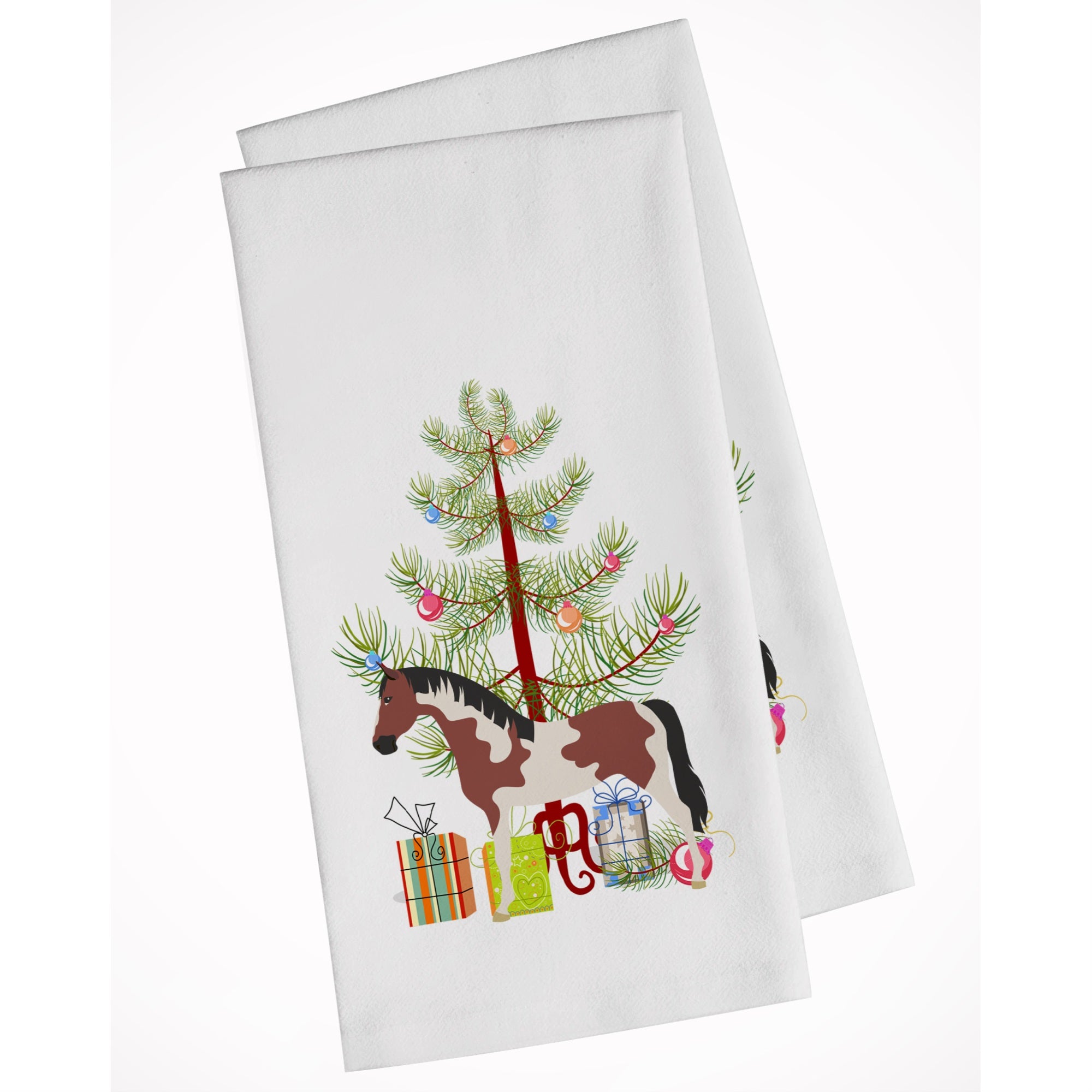 Pinto Horse Christmas White Kitchen Towel Set Of 2
