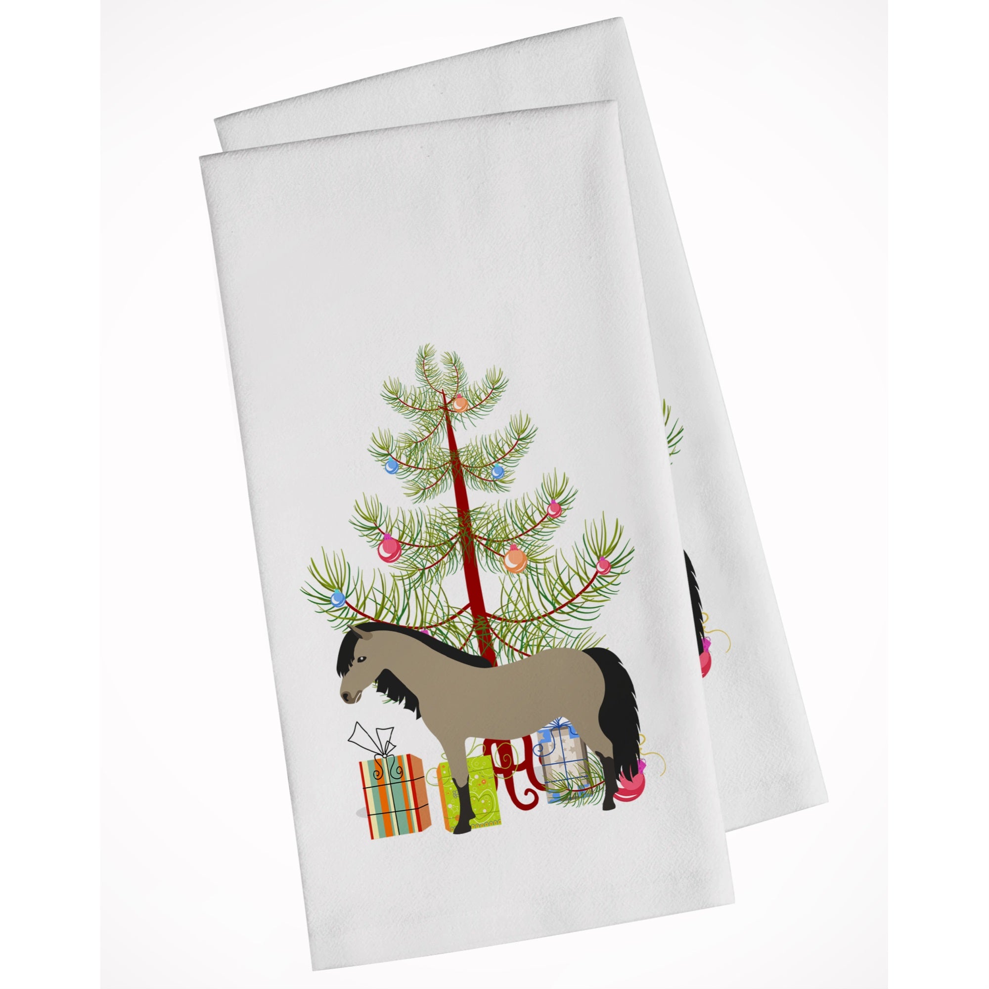 Welsh Pony Horse Christmas White Kitchen Towel Set Of 2