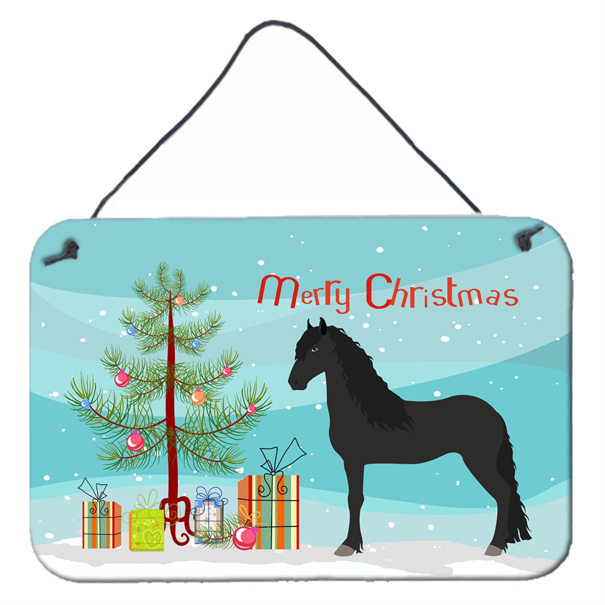 'Caroline'S Treasures Friesian Horse Christmas Metal Print, 8'''' X 12'''', Multicolor''