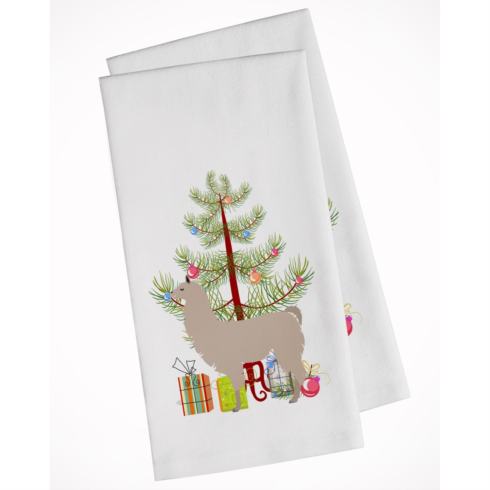 Llama Christmas White Kitchen Towel Set Of 2