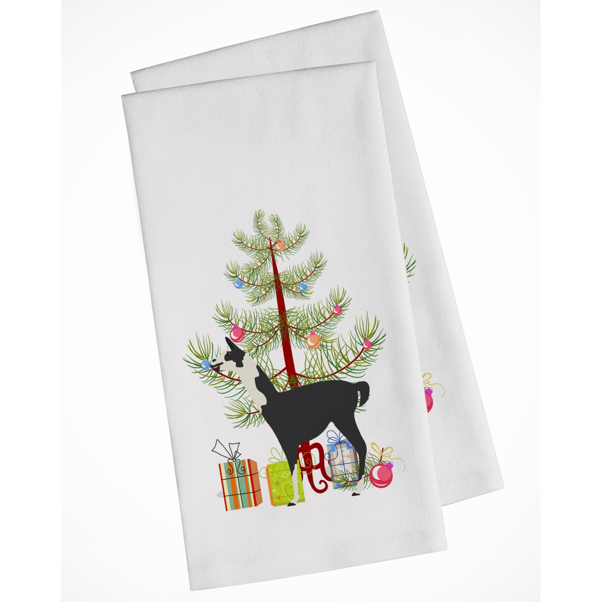 Llama Q' Ara Christmas White Kitchen Towel Set Of 2