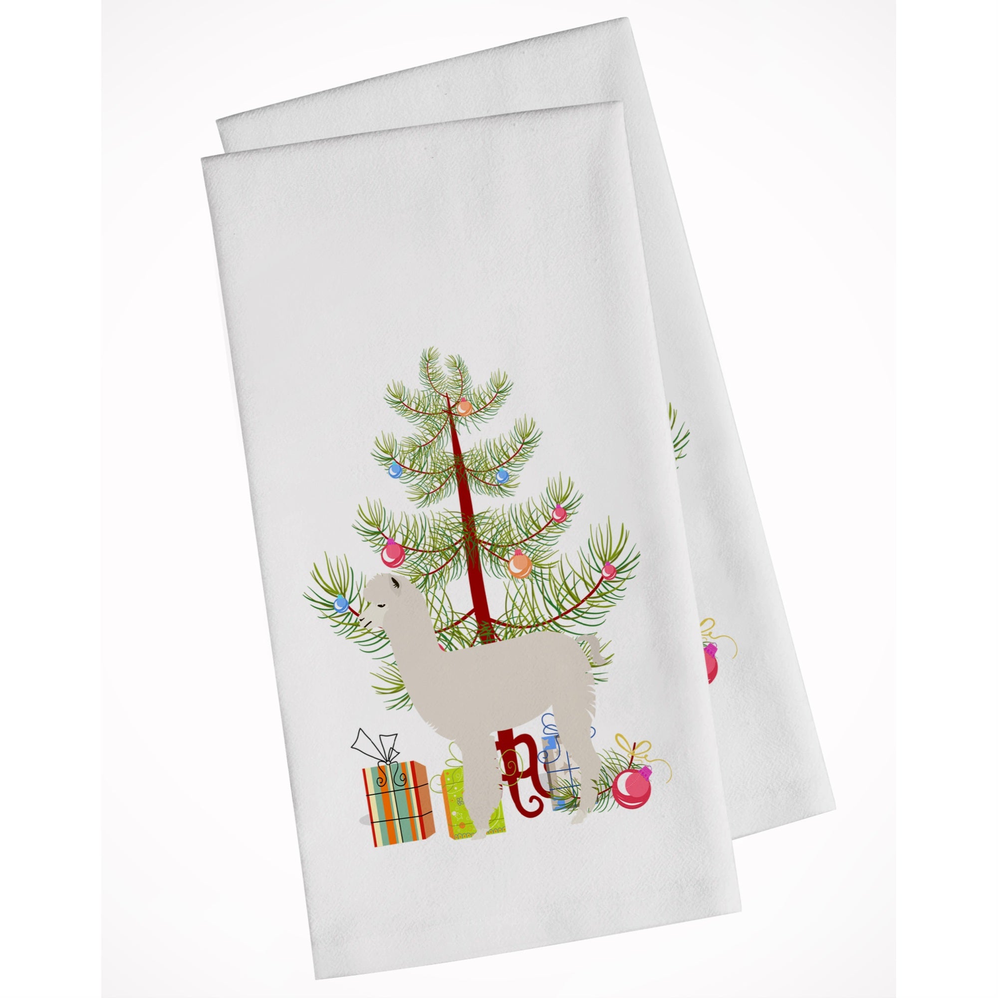 Alpaca Christmas White Kitchen Towel Set Of 2