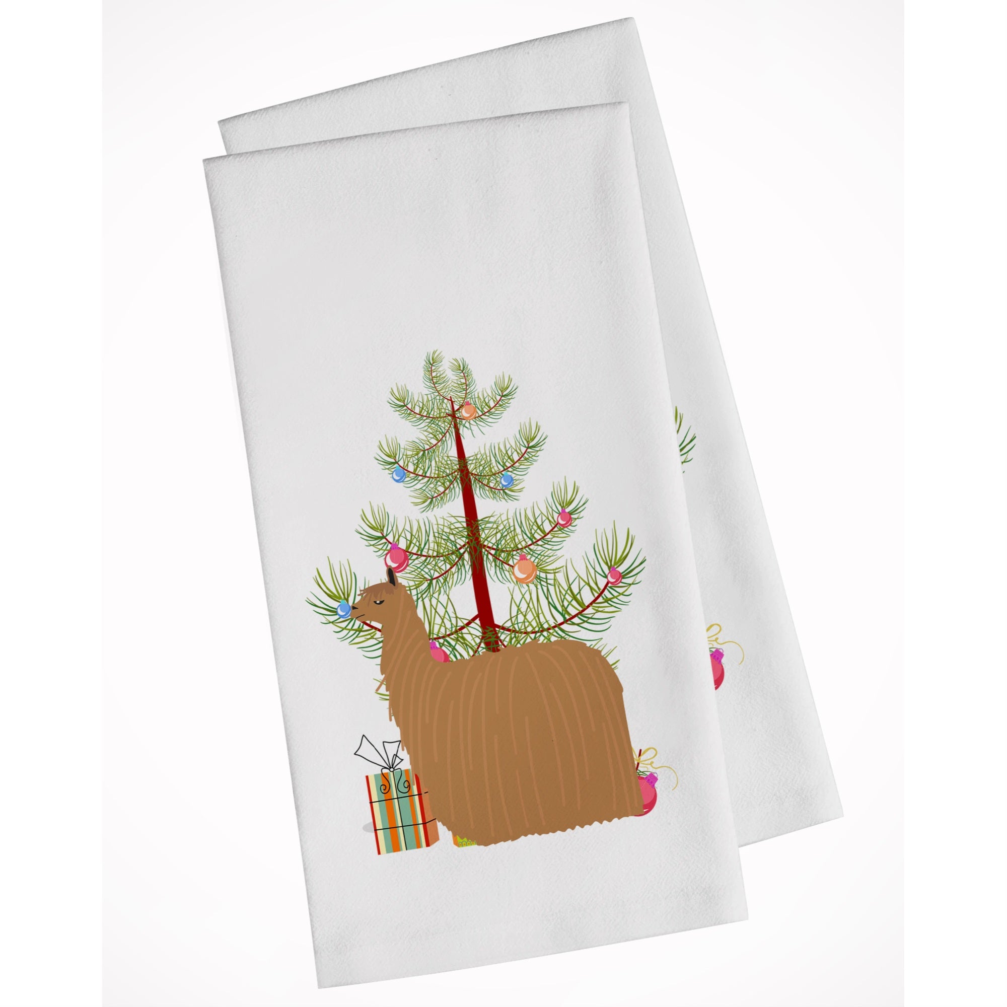 Alpaca Suri Christmas White Kitchen Towel Set Of 2
