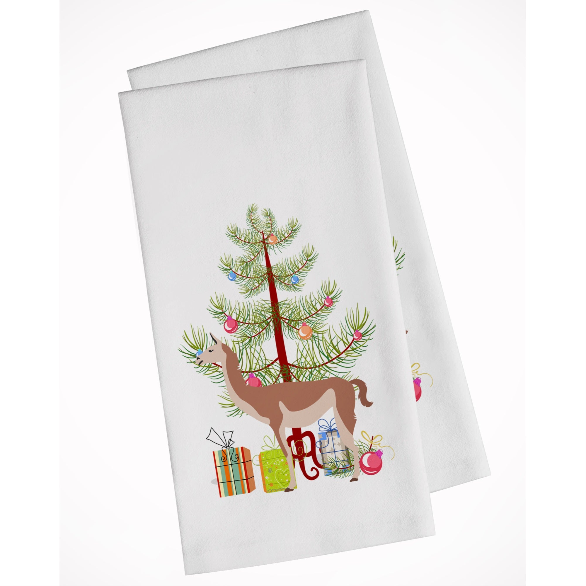 Guanaco Christmas White Kitchen Towel Set Of 2