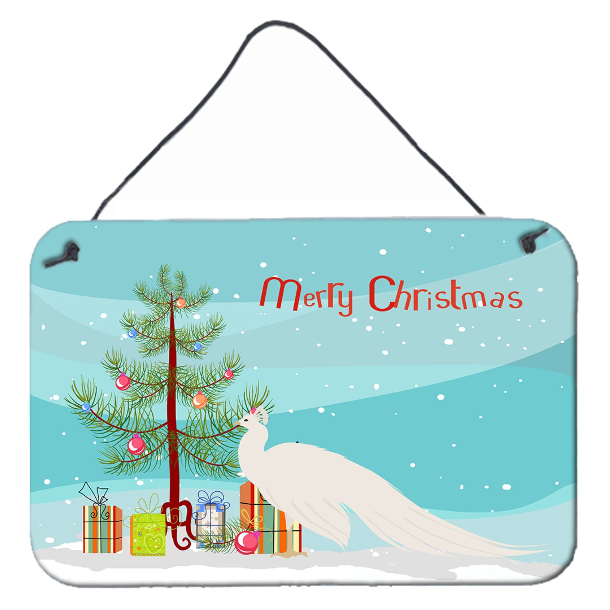 'Caroline'S Treasures White Peacock Peafowl Christmas Metal Print, 8'''' X 12'''', Multicolor''