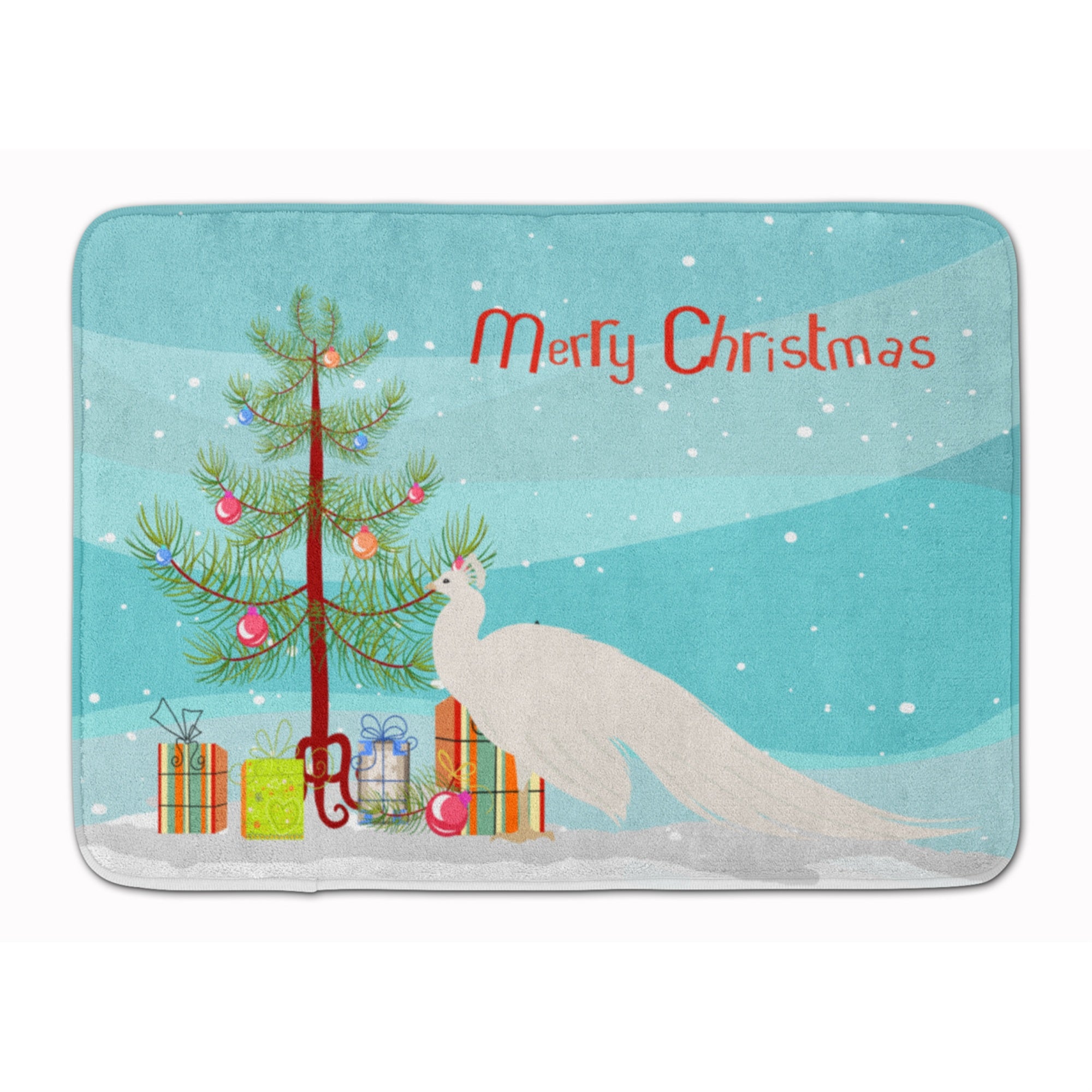 'Caroline'S Treasures White Peacock Peafowl Christmas Floor Mat, 19'''' X 27'''', Multicolor''